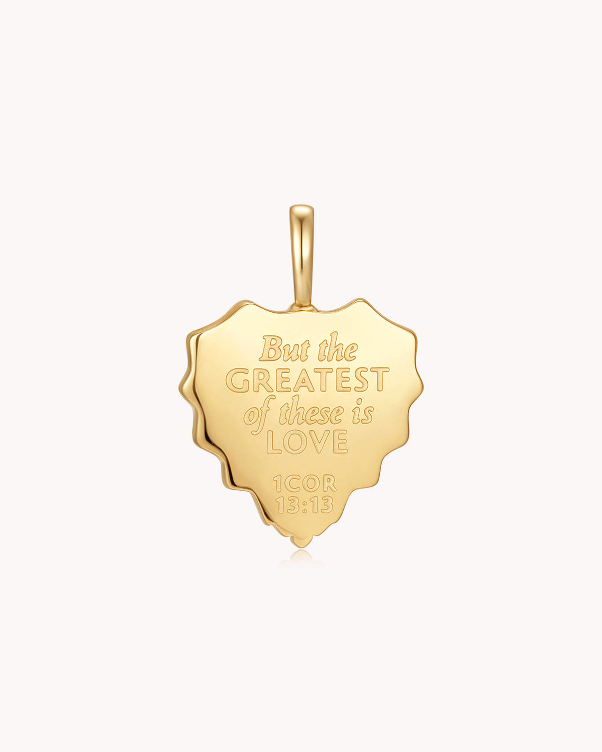 Back of The Greatest is Love 1 Corinthians 13:13 Gold White Onyx Heart