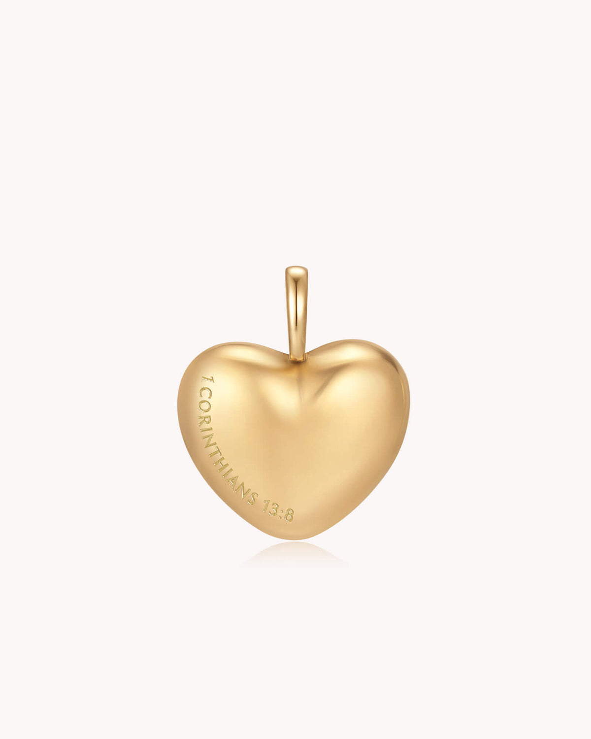 Love Never Fails 1 Corinthians 13:8 Gold Heart Pendant