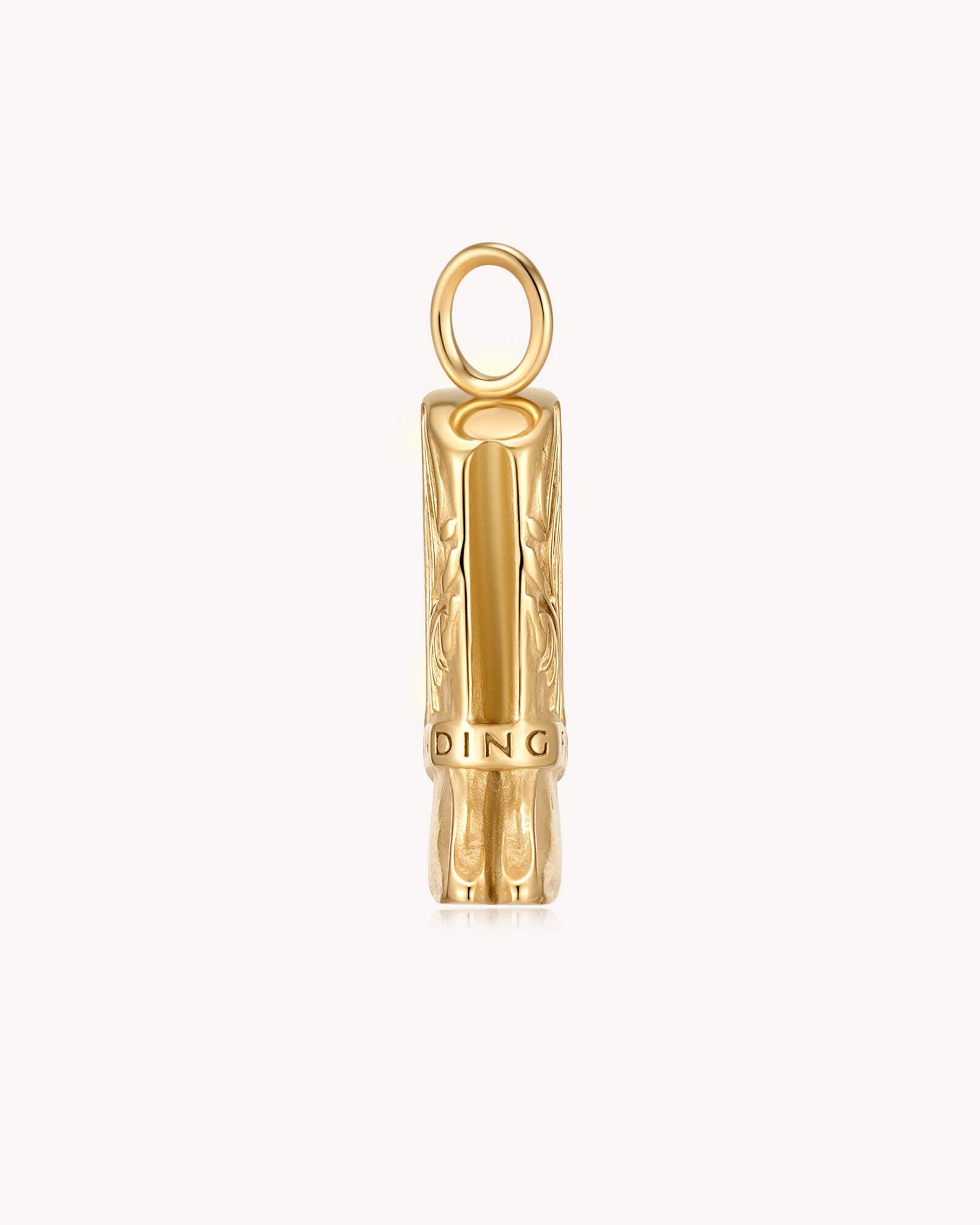 Back of Standing Firm 1 Peter 5:9 Gold Cowboy Boot Pendant