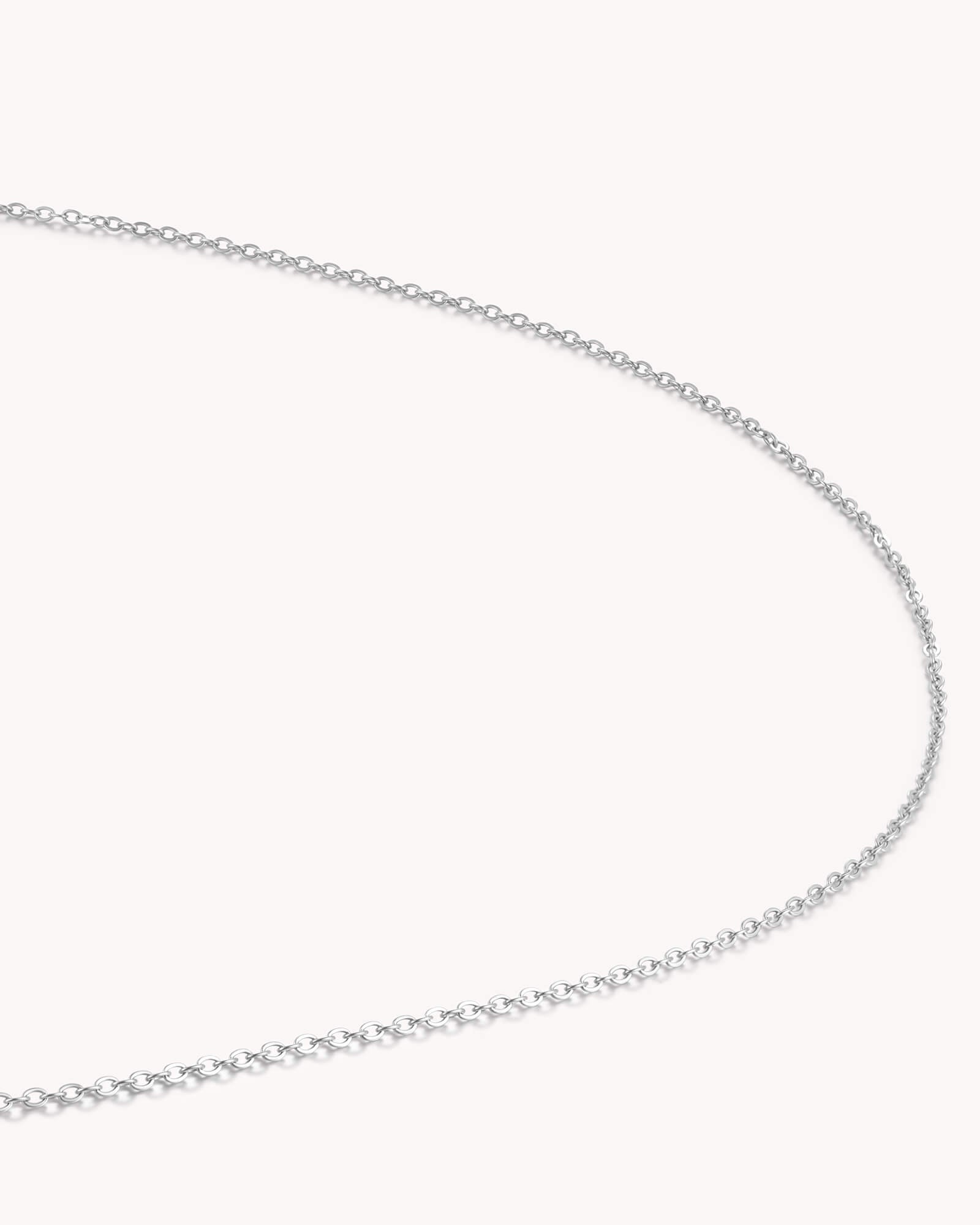 Angled view of Cable Chain White Gold Necklace