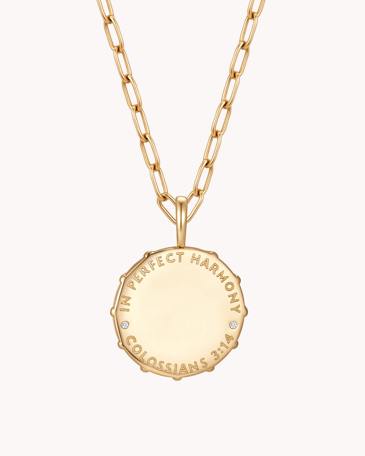 Back of Colossians 3:14 Love Binds Gold Small Link Chain Necklace