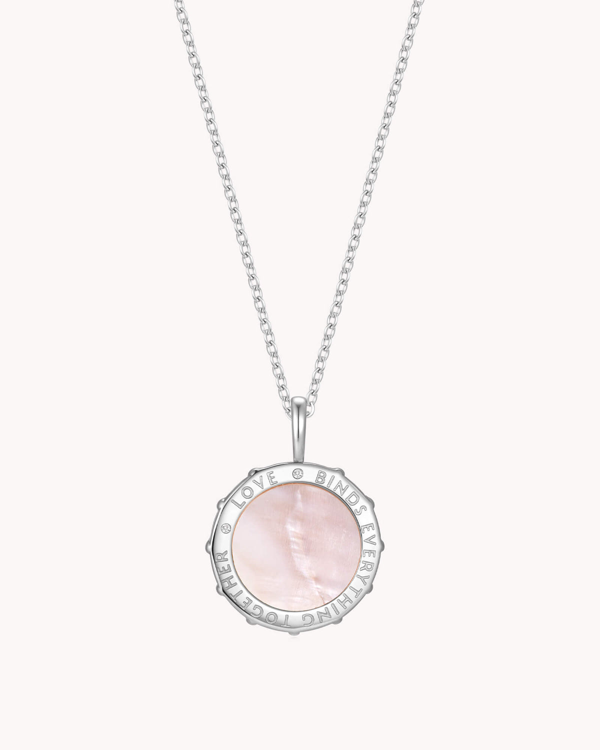 Colossians 3:14 Love Binds White Gold Medallion Necklace