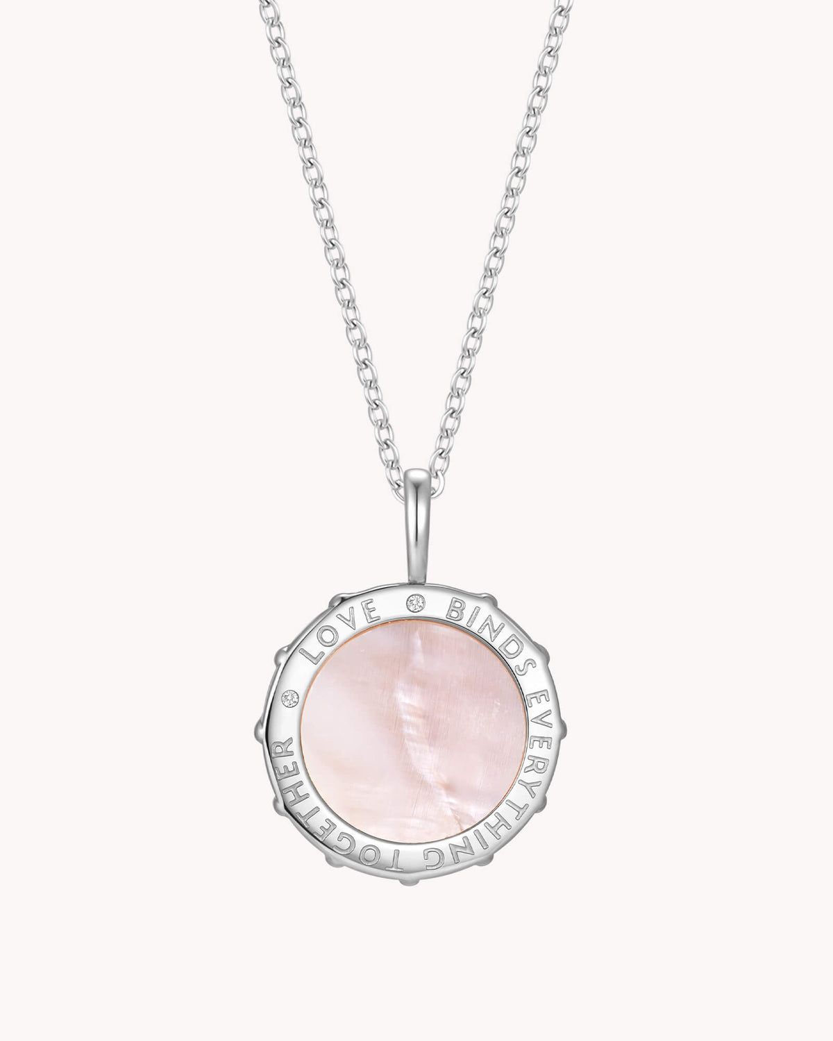 Colossians 3:14 Love Binds White Gold Medallion Necklace
