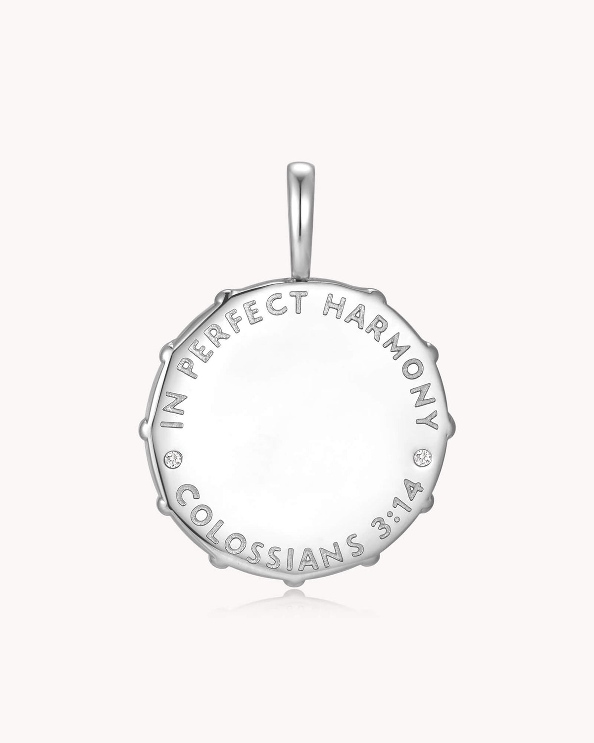 Back of Love Binds Everything Together Colossians 3:14 White Gold Medallion