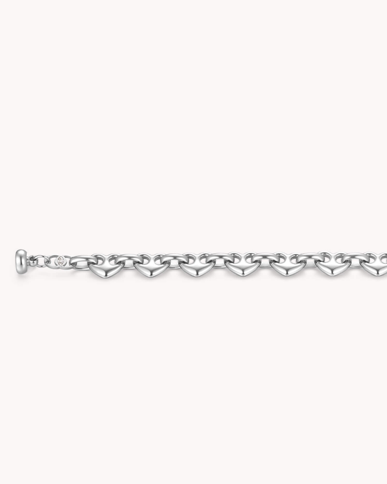 An additional image of the Colossians 3:14 White Gold Heart Mariner Bracelet