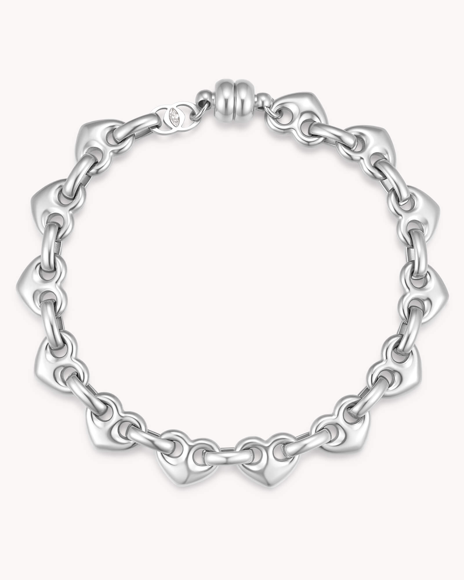 Colossians 3:14 White Gold Heart Mariner Bracelet