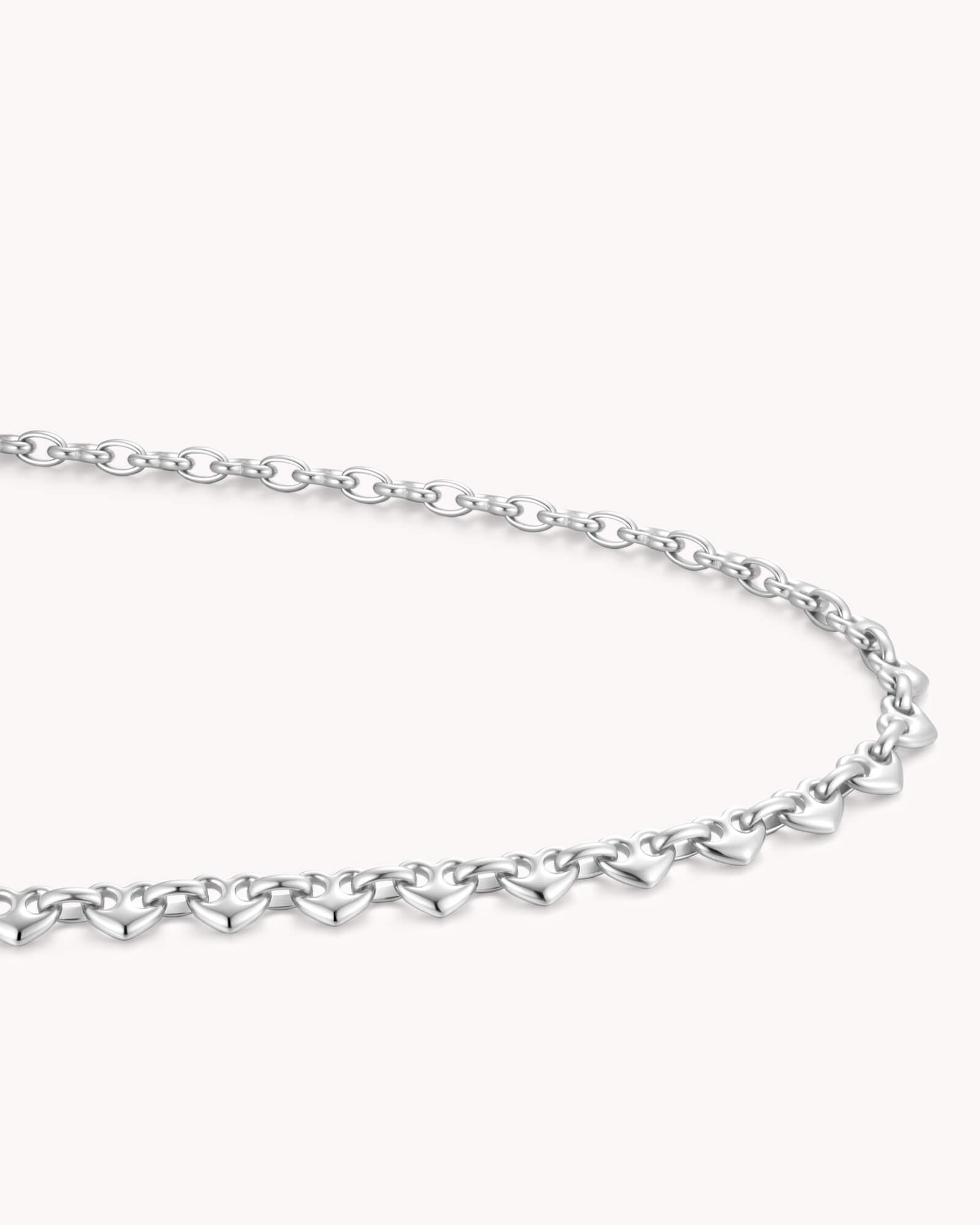 An additional image of the Colossians 3:14 White Gold Heart Mariner Chain Necklace