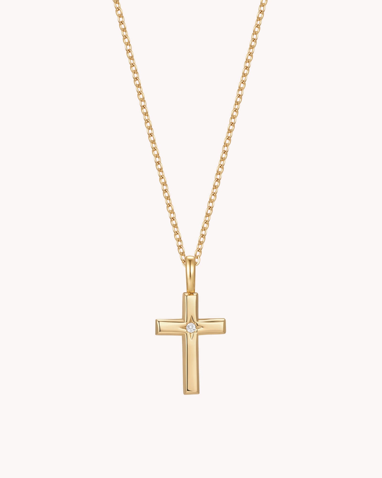 Gold Bright Morning Star Cross Cable Chain Necklace