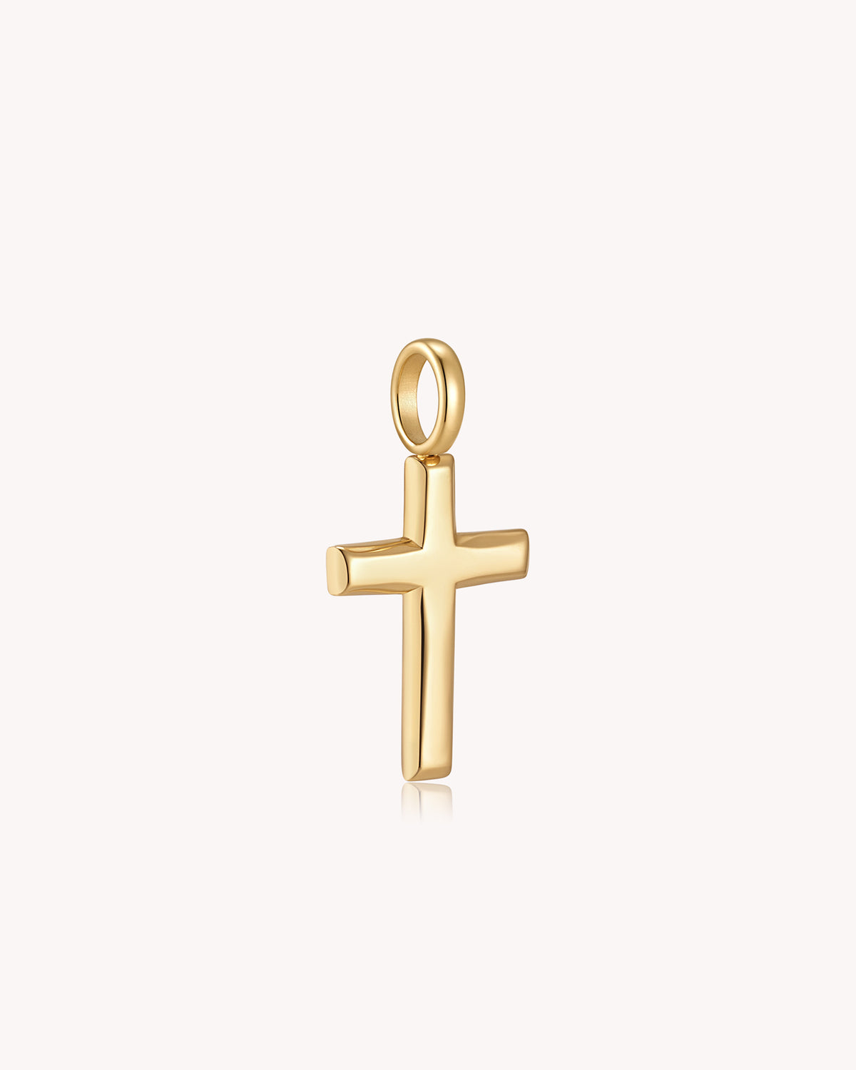 Angled view of Gold Classic Cross Pendant
