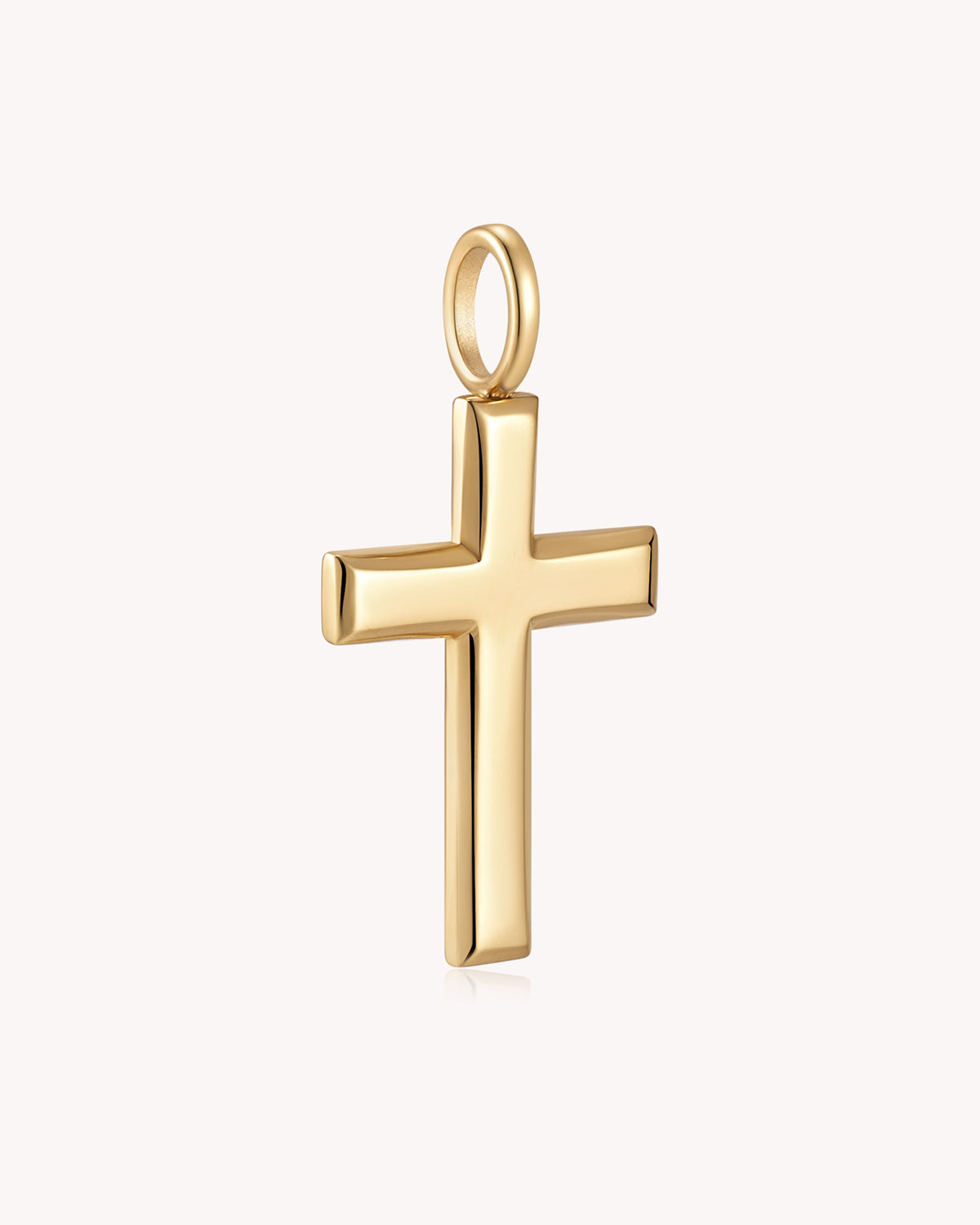 Angled view of Gold Large Classic Cross Pendant