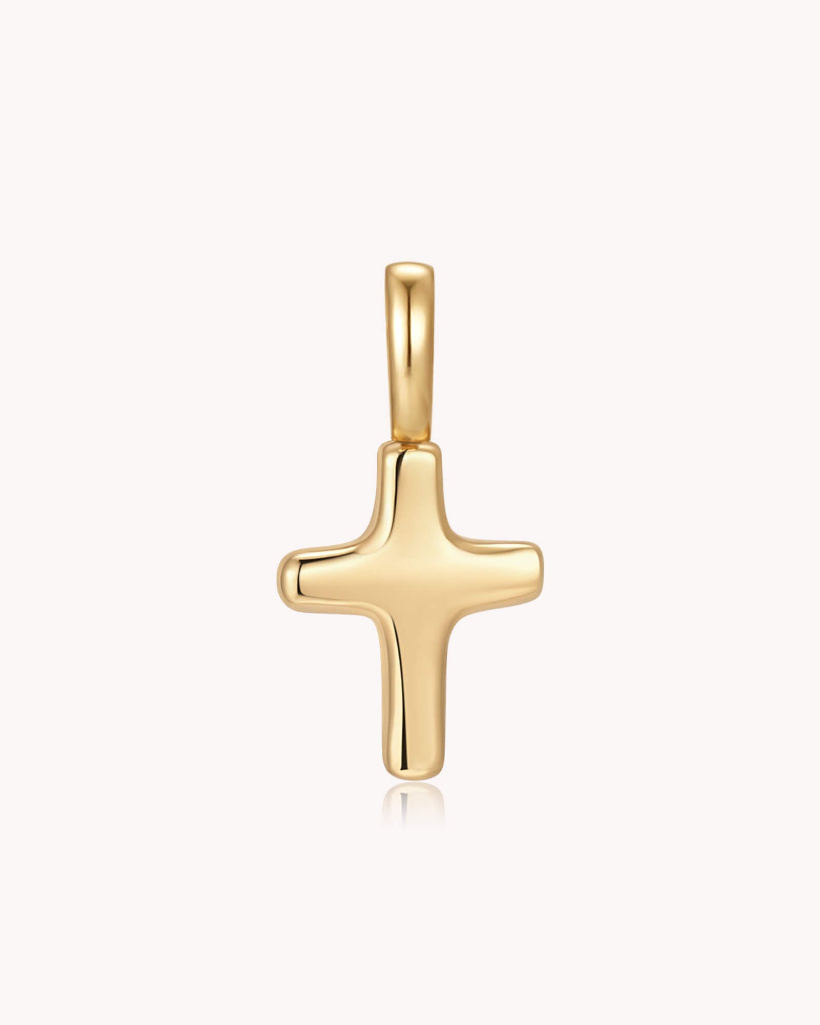 Gold Petite Puff Cross Pendant