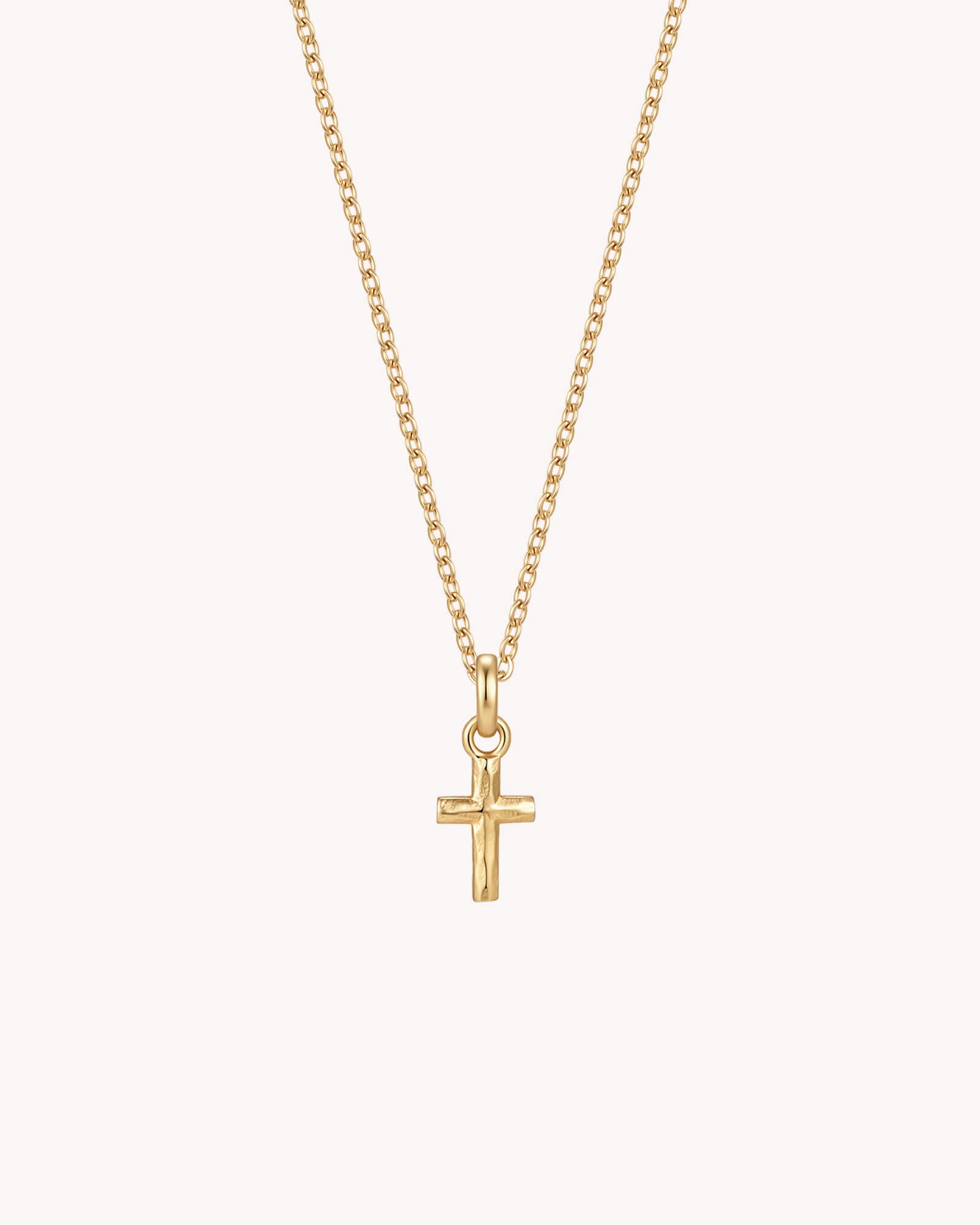 Gold Petite Textured Cross Cable Chain Necklace