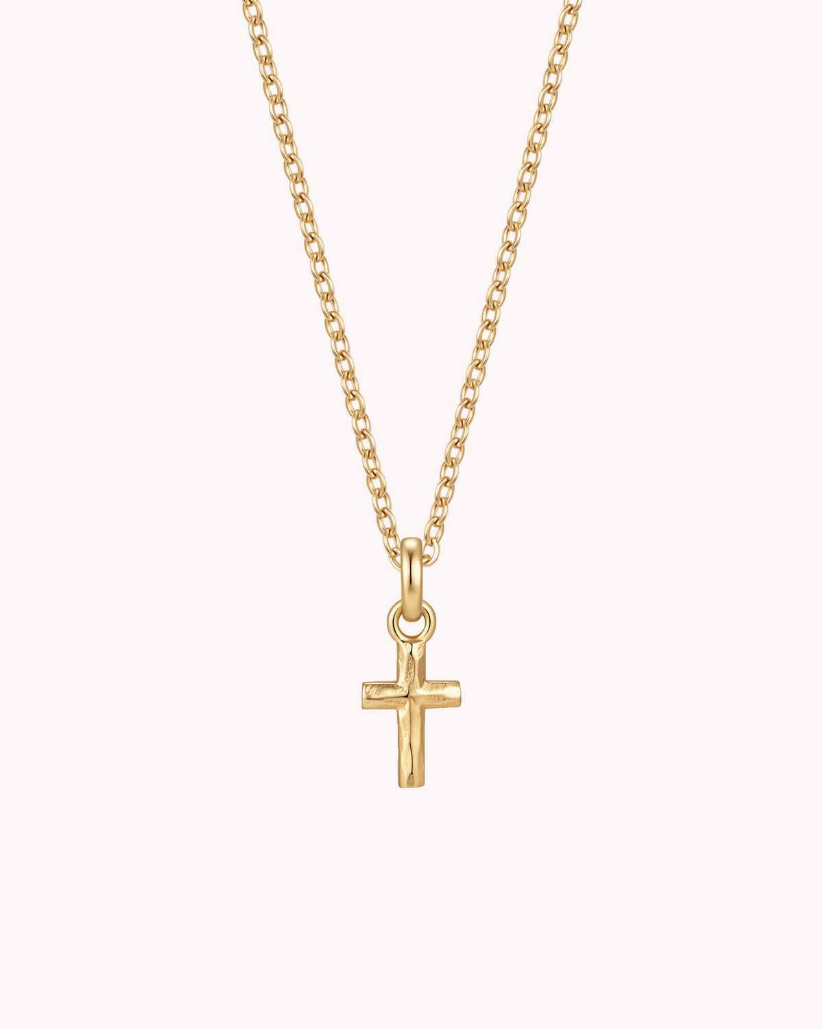 Gold Petite Textured Cross Cable Chain Necklace