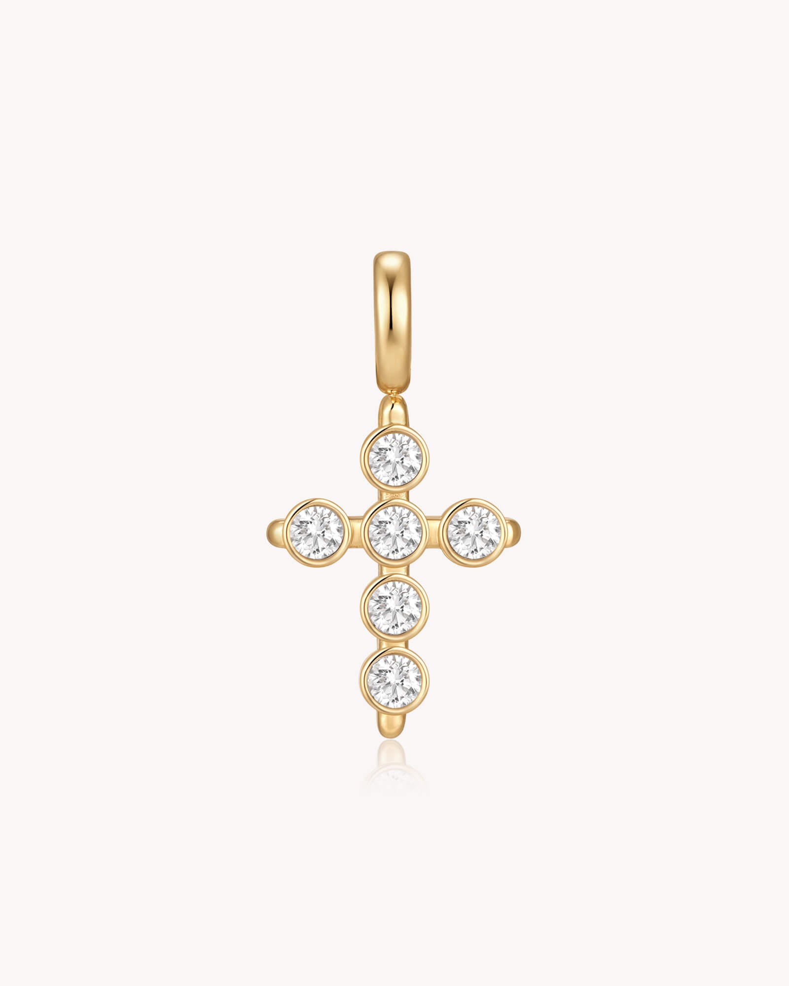 Gold Cubic Zirconia Delicate Cross Pendant