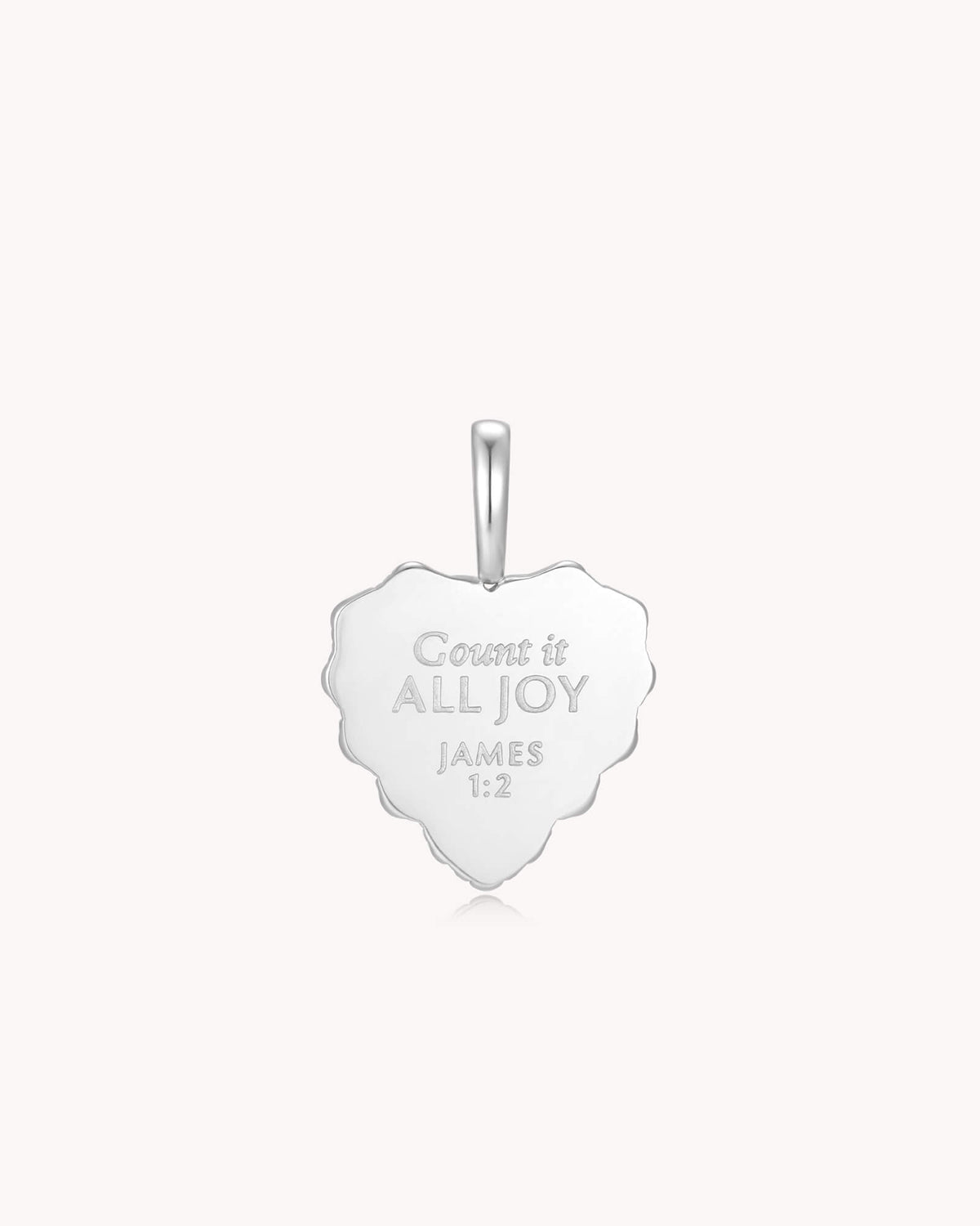 Back of Count It All Joy James 1:2 White Gold Lapis Lazuli Heart Pendant