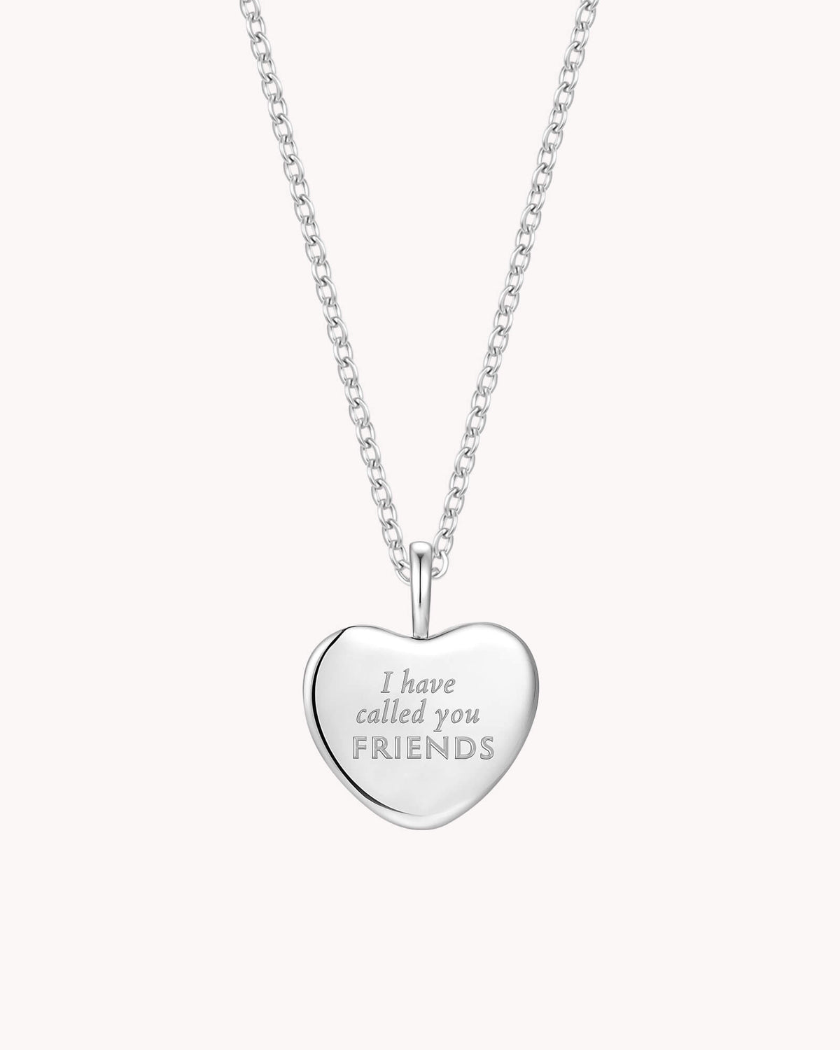Back of John 15:15 Called You Friends White Gold Heart Necklace