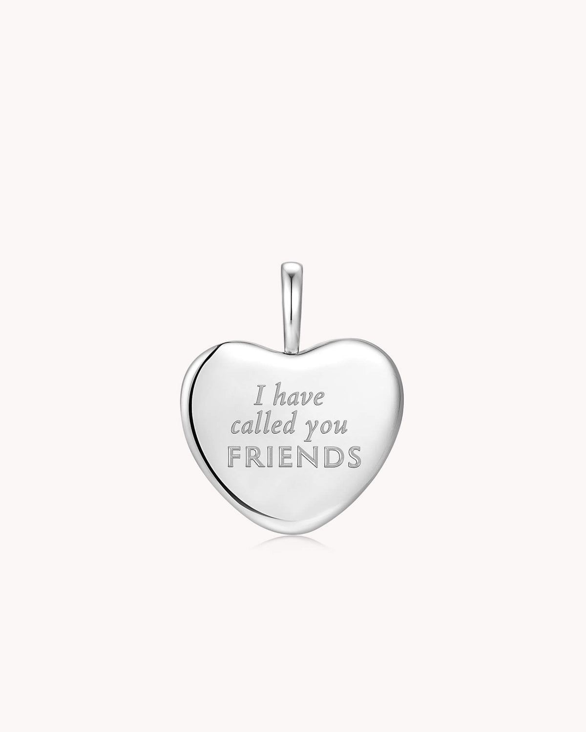 Back of I Have Called You Friends John 15:15 White Gold Heart Pendant