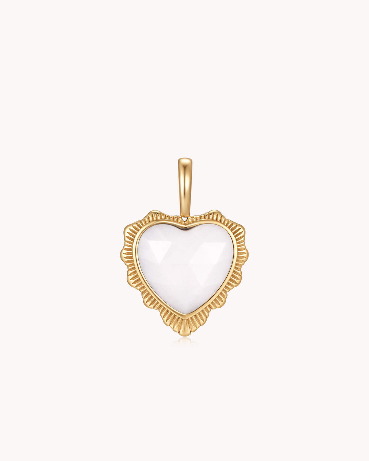 Take Heart John 16:33 Gold White Onyx Heart Pendant