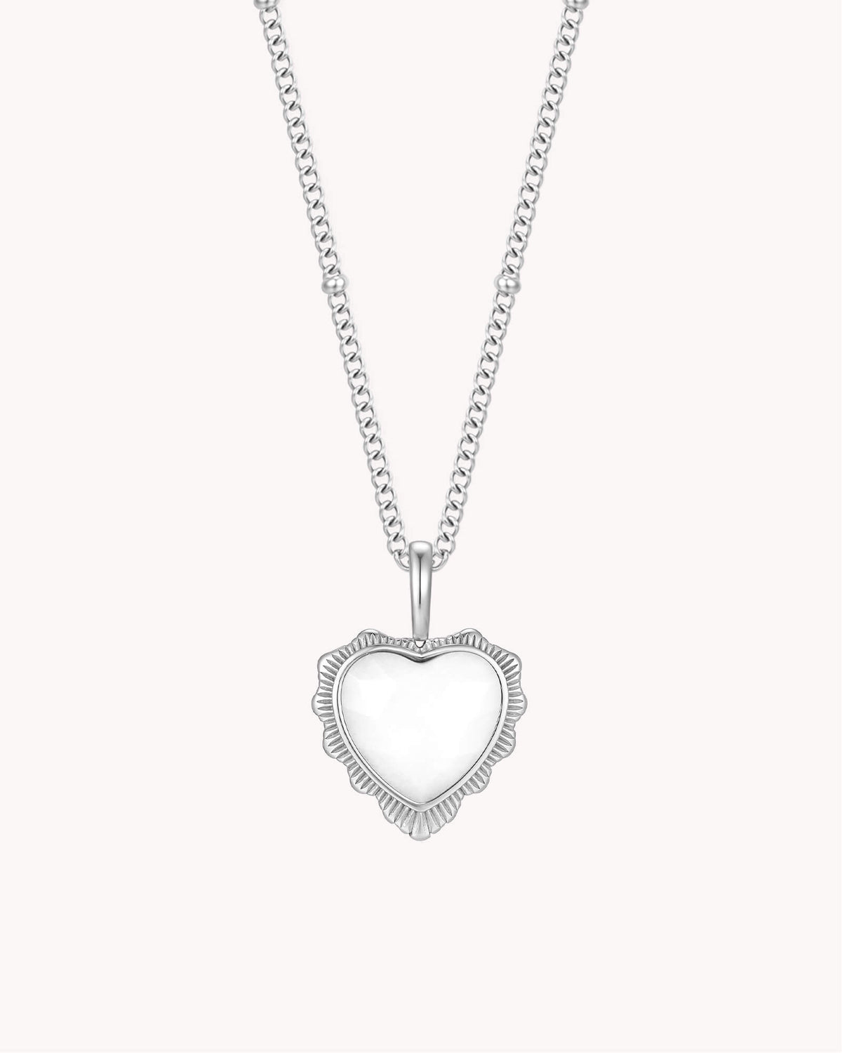 John 16:33 Take Heart White Gold Heart Necklace