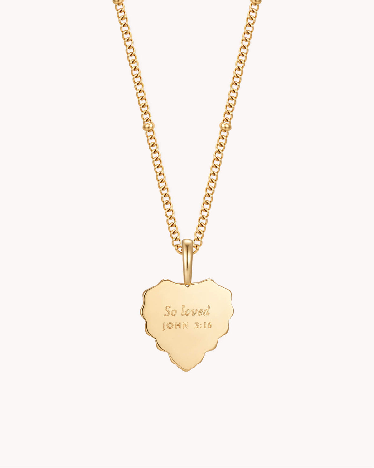Back of John 3:16 So Loved Gold Heart Necklace