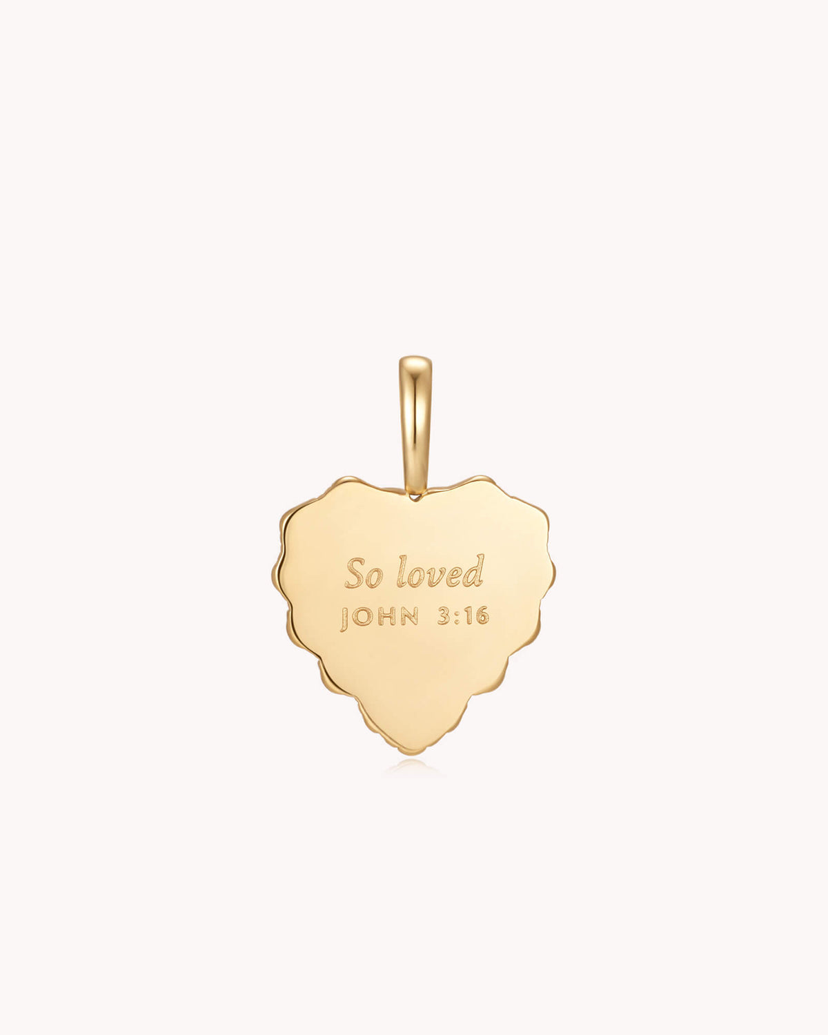 Back of So Loved John 3:16 Gold Red Agate Heart Pendant
