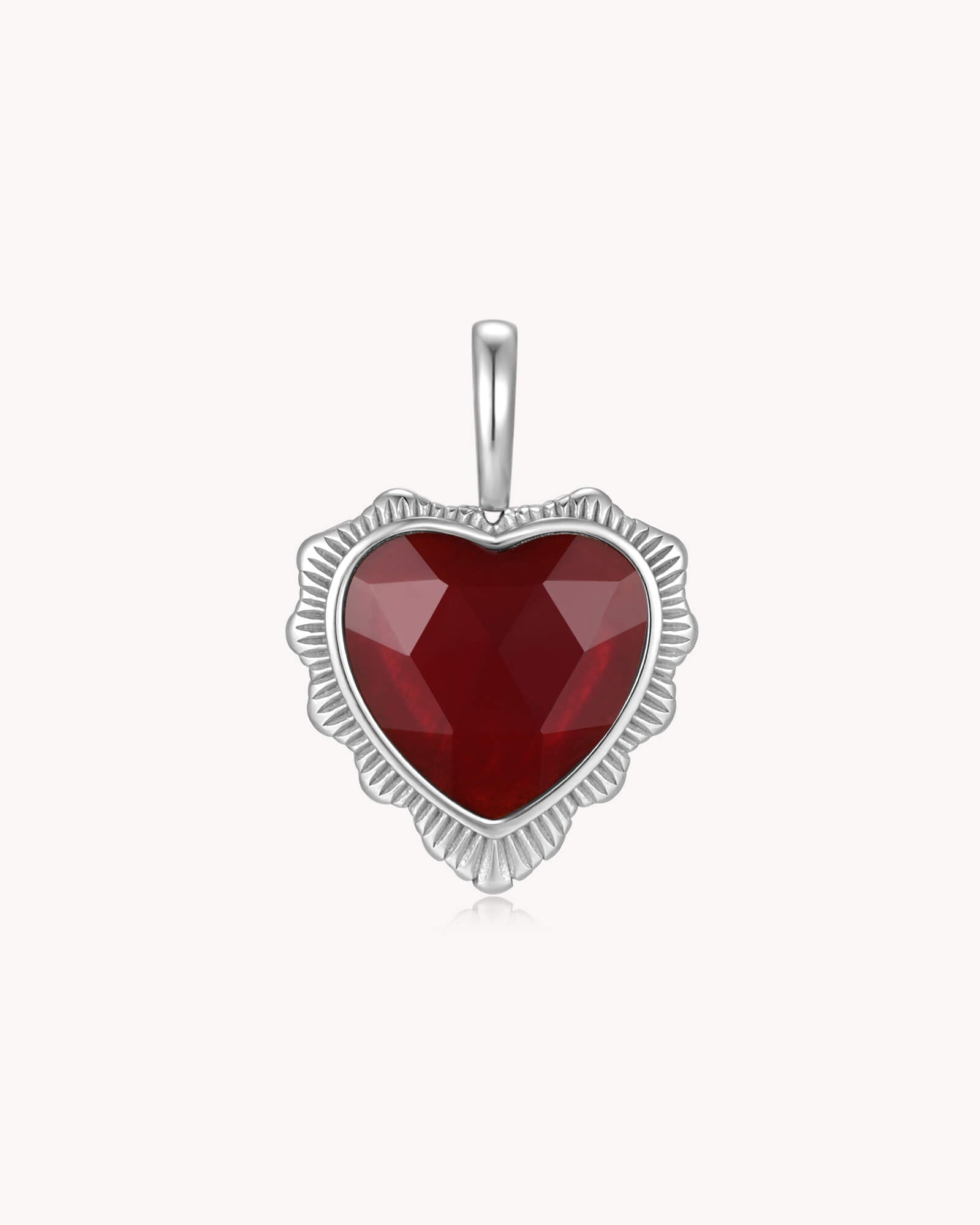 So Loved John 3:16 White Gold Red Agate Heart Pendant