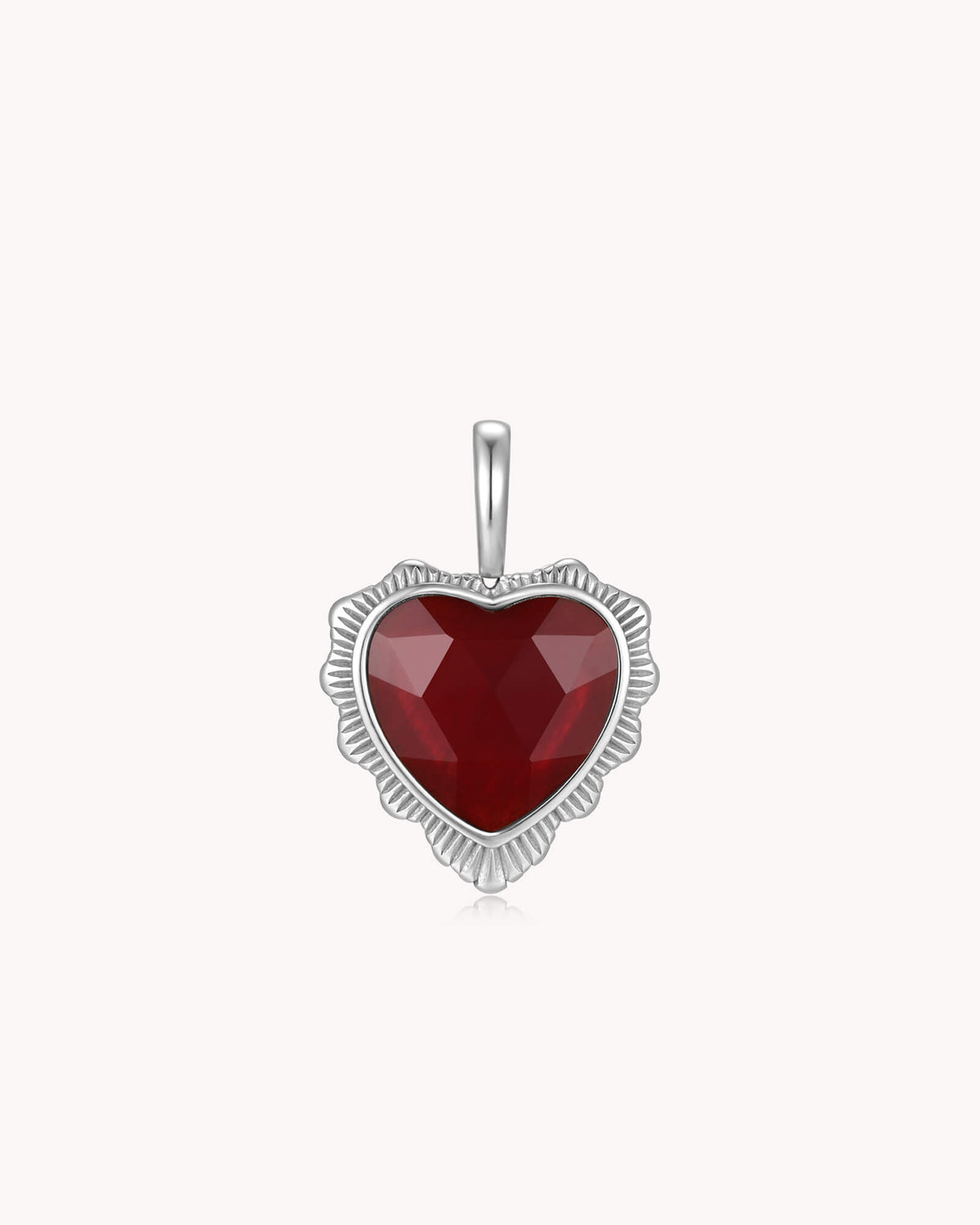 So Loved John 3:16 White Gold Red Agate Heart Pendant