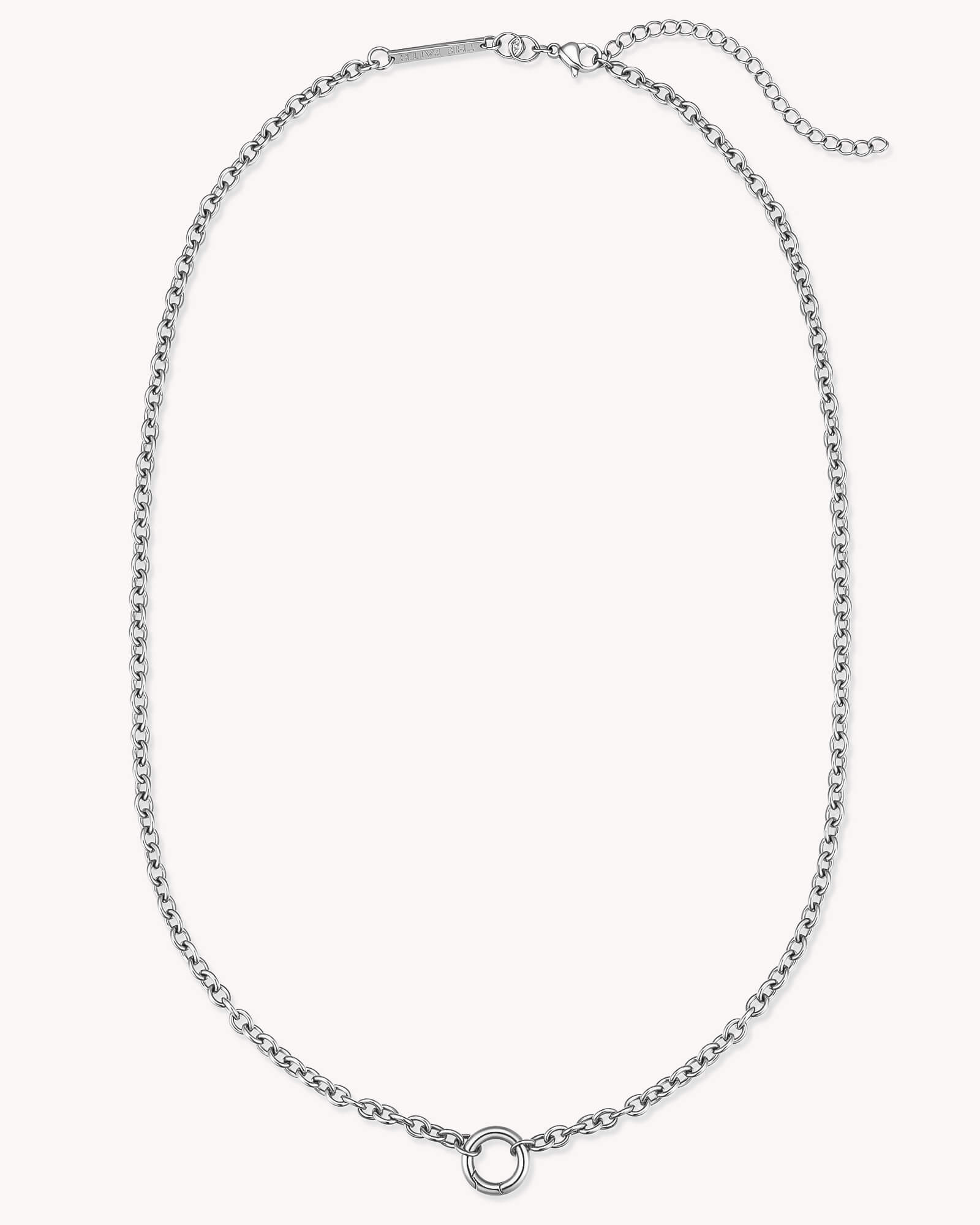 An additional image of the Large Cable Chain Stainless Steel Necklace with Circle Annex Link