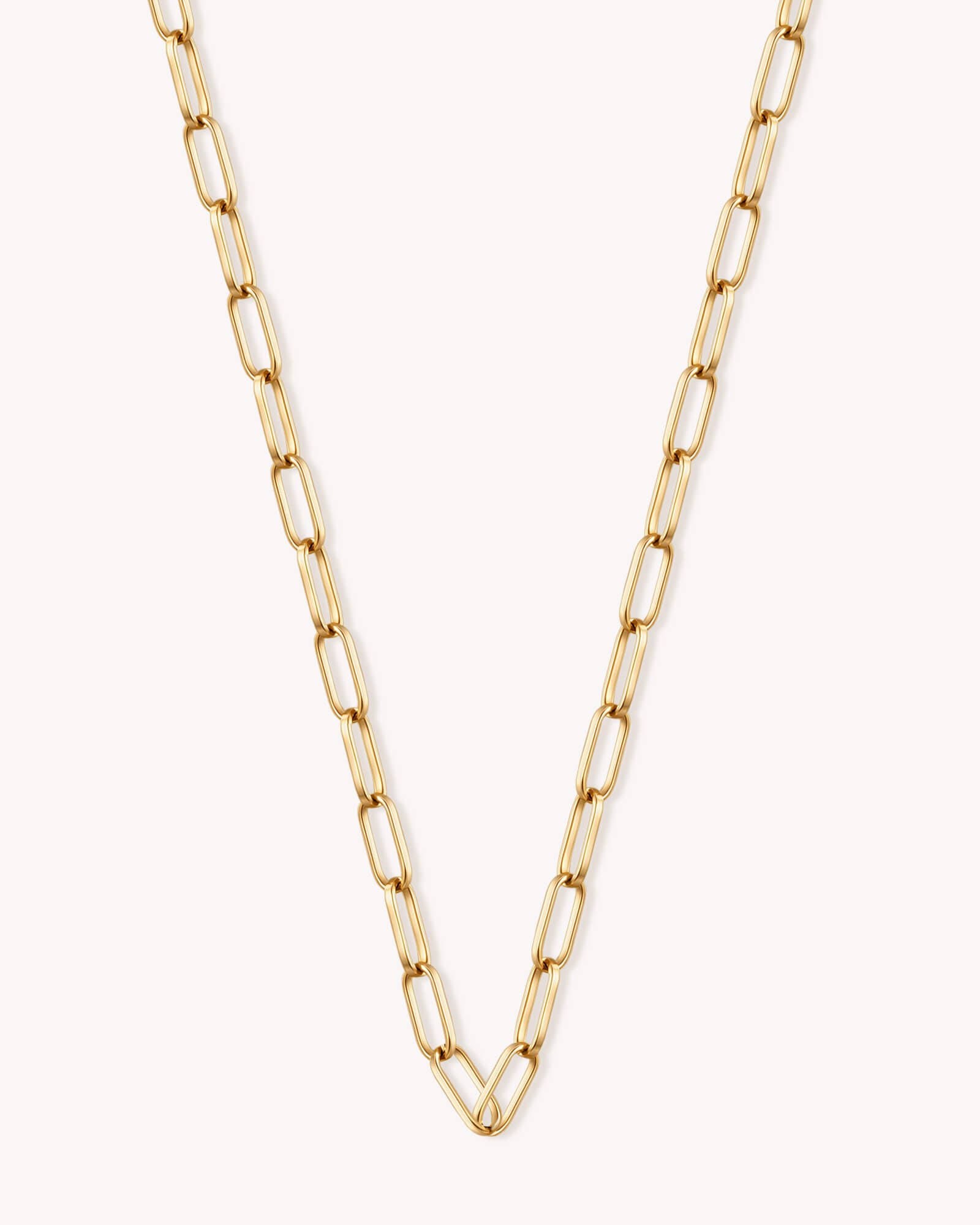 An additional image of the Link Chain Gold Necklace with Circle Annex Link
