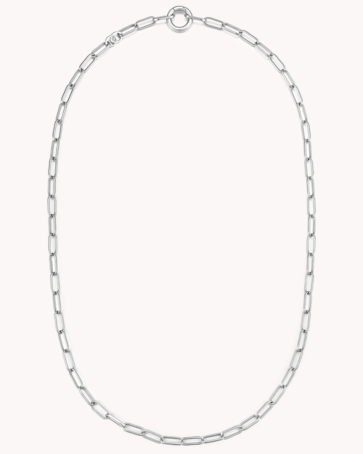 Link Chain White Gold Necklace with Circle Annex Link