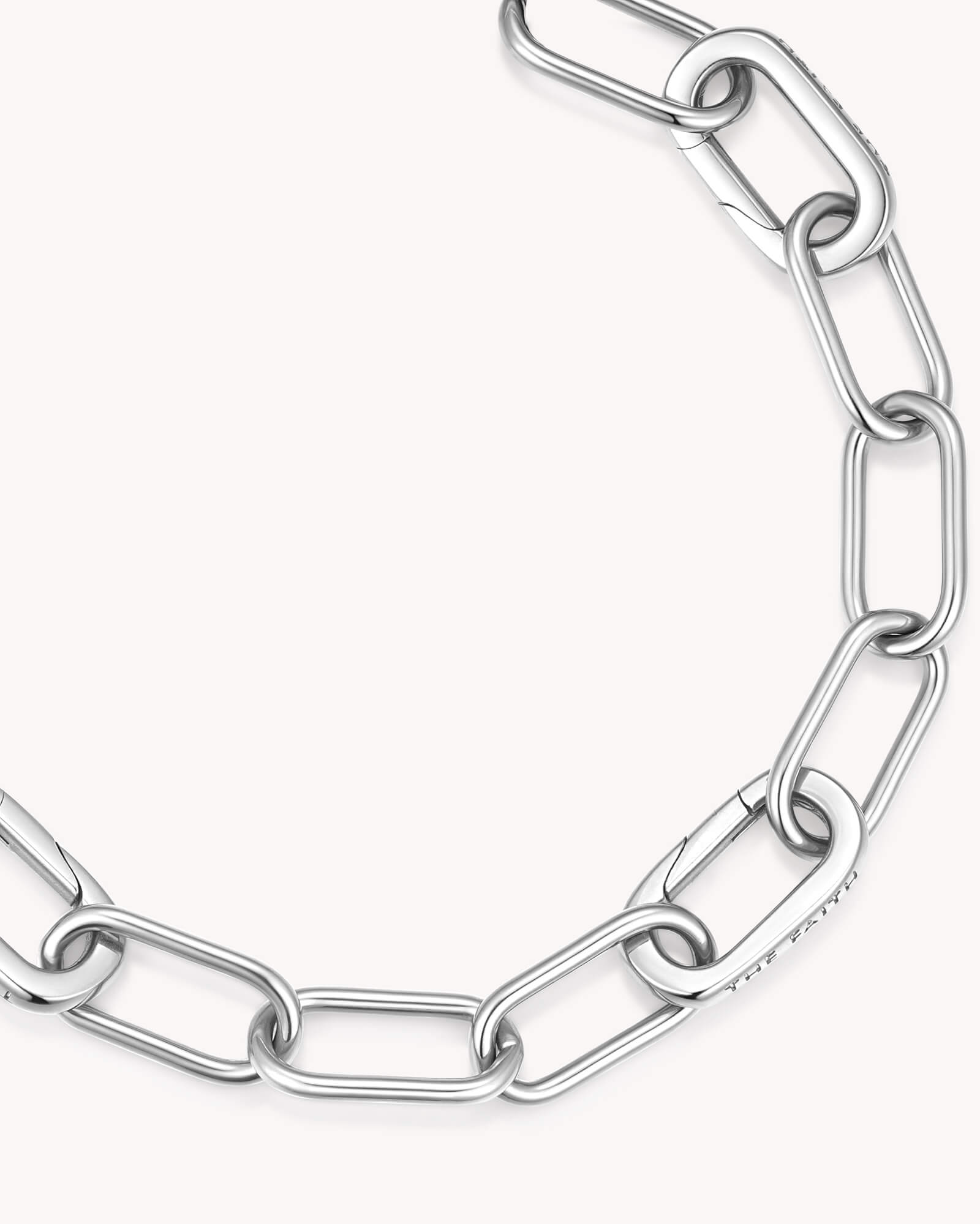 Close up of Large Link Chain White Gold Bracelet with Three Annex Links