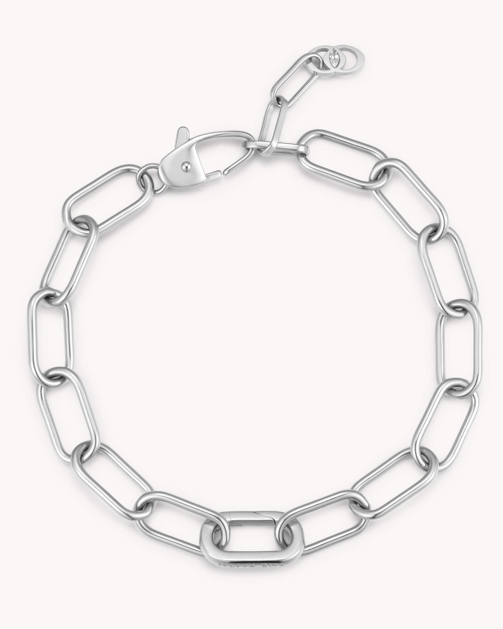 Large Link Chain White Gold Bracelet with Annex Link