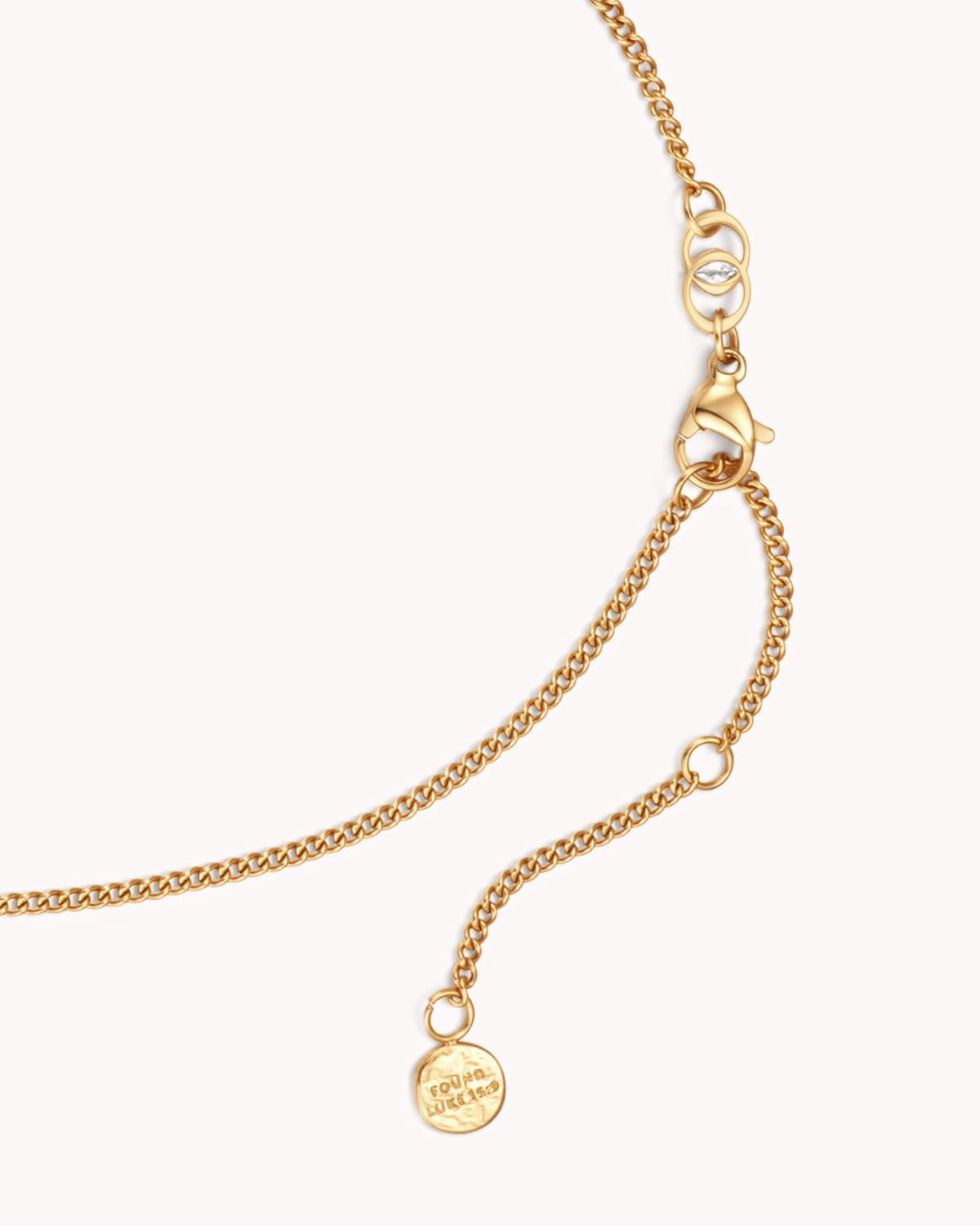 Close-up of FOUND Luke 15:9 Gold Coin Choker Necklace