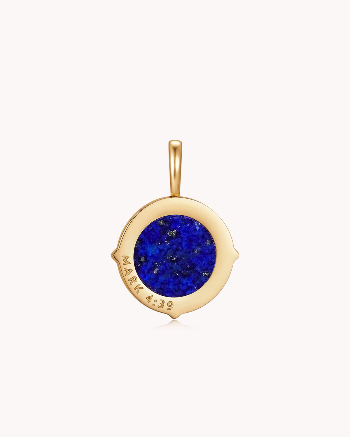 Back of Peace Be Still Mark 4:39 Gold Pendant