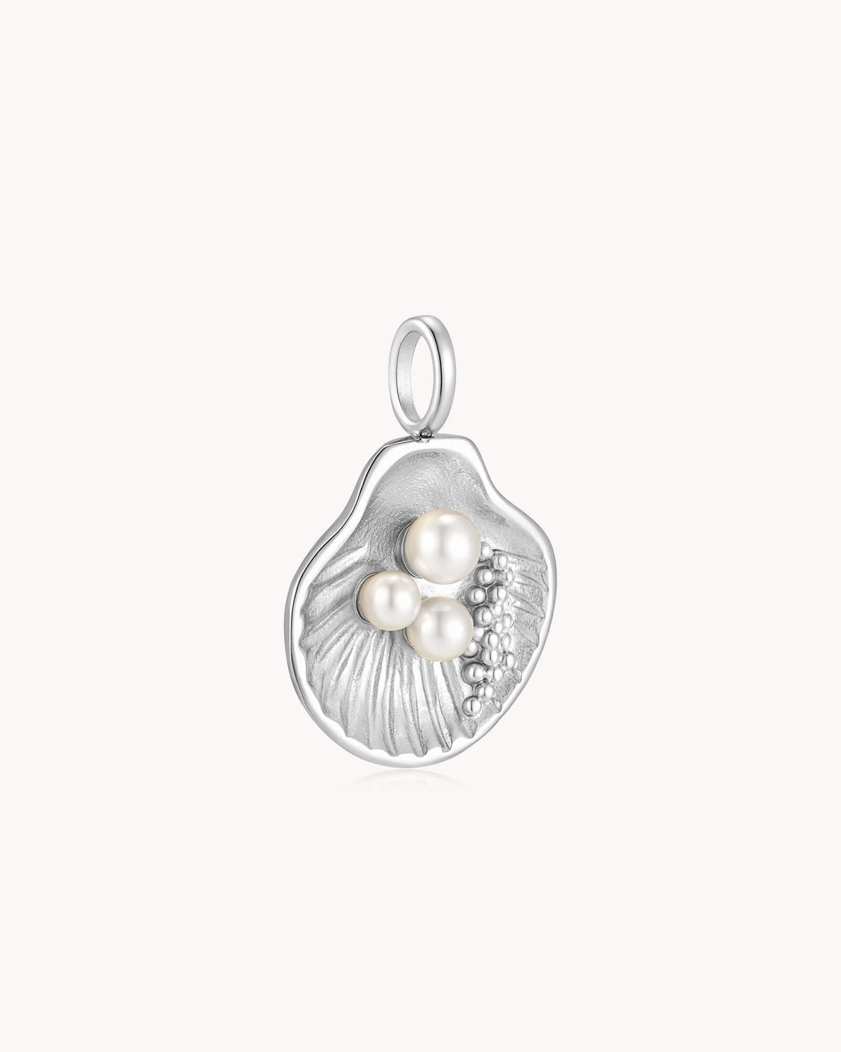 Angled view of Maternal Faith 2 Timothy 1:5 White Gold Pearl Pendant