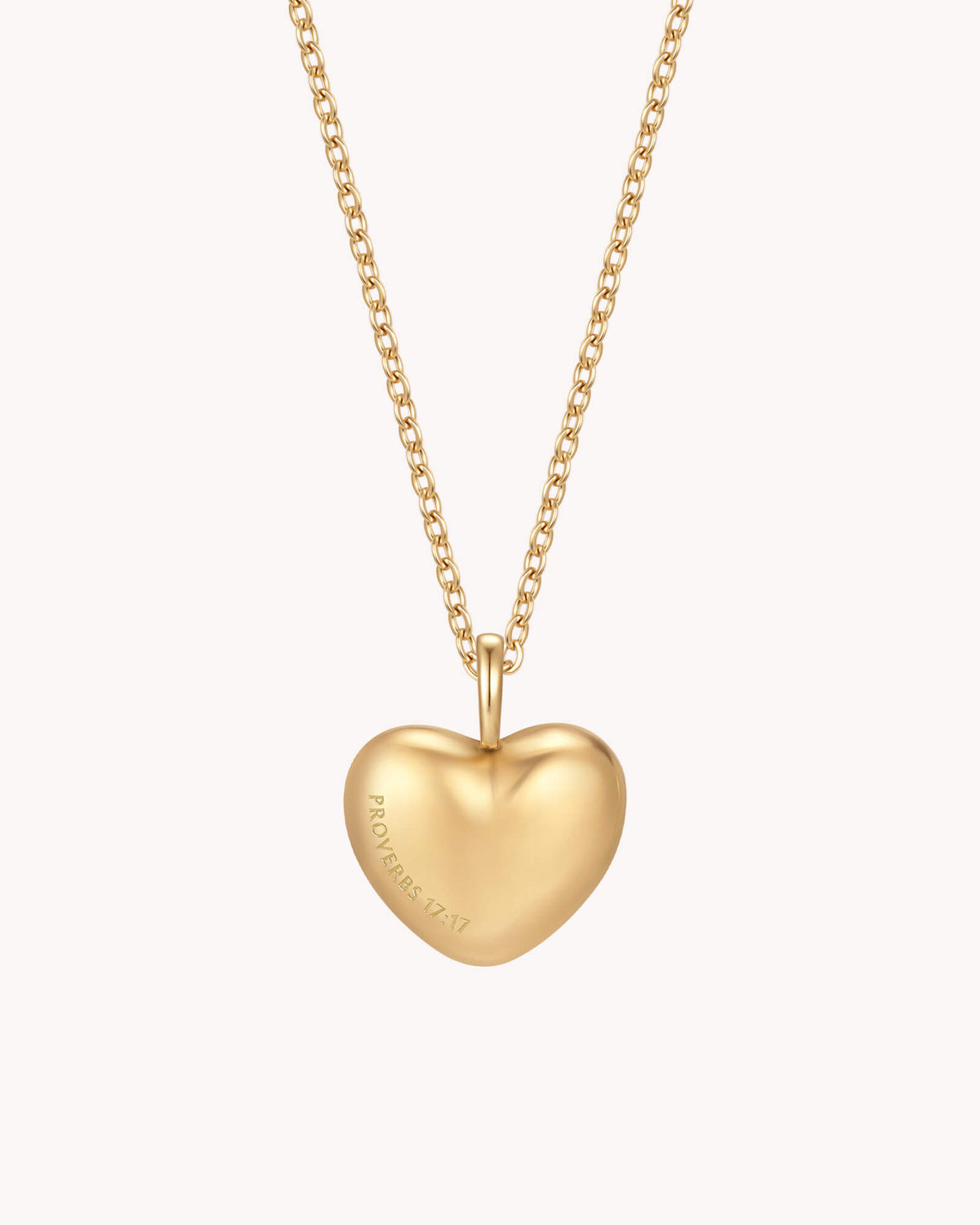 Proverbs 17:17 A Friend Loves Gold Heart Necklace