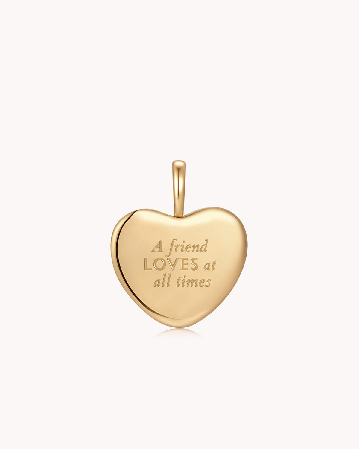 Back of A Friend Loves at All Times Proverbs 17:17 Gold Heart Pendant