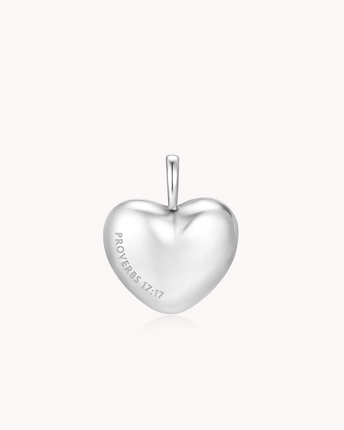 A Friend Loves at All Times Proverbs 17:17 White Gold Heart Pendant