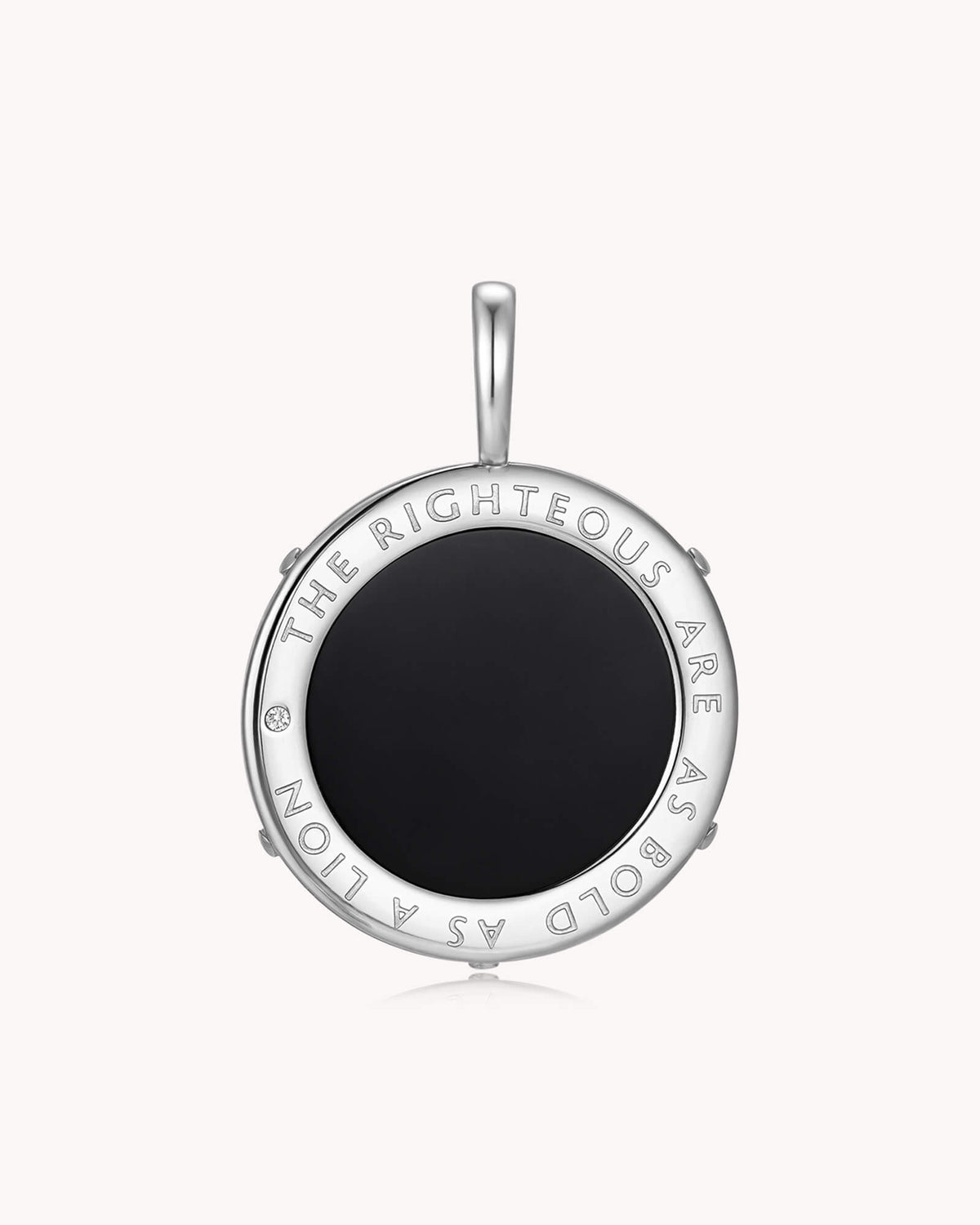 Back of Bold as a Lion Proverbs 28:1 Stainless Steel Onyx Medallion