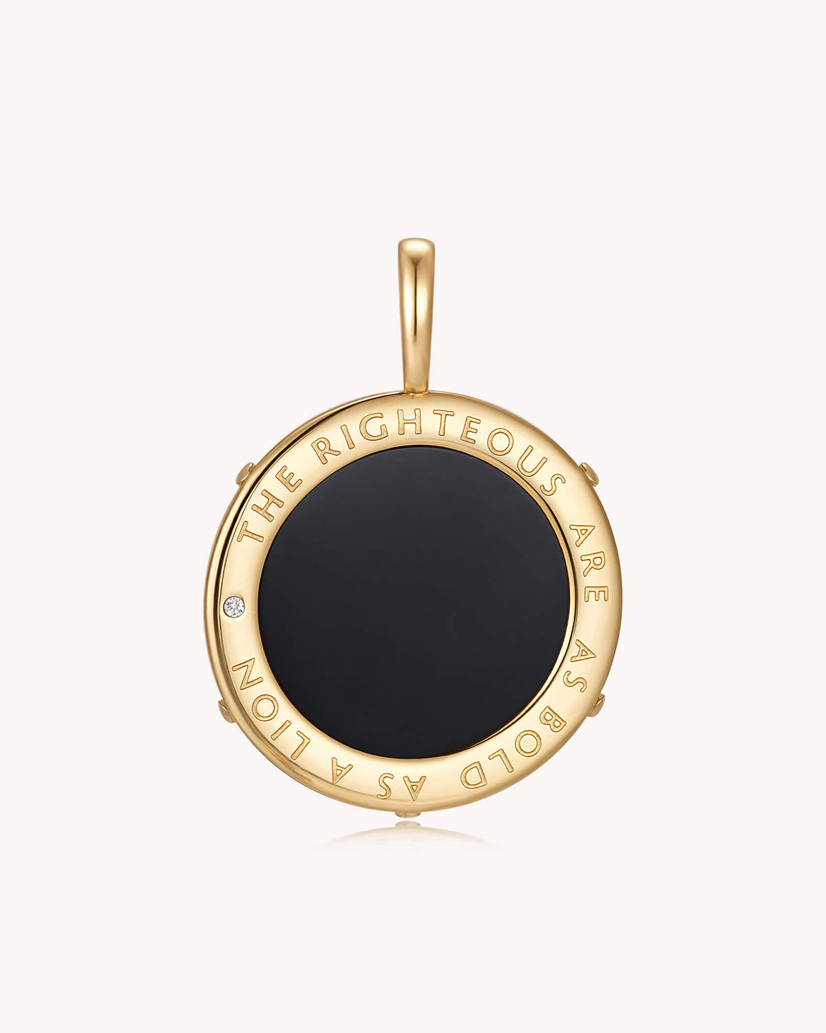 Back of Bold as a Lion Proverbs 28:1 Gold Onyx Medallion