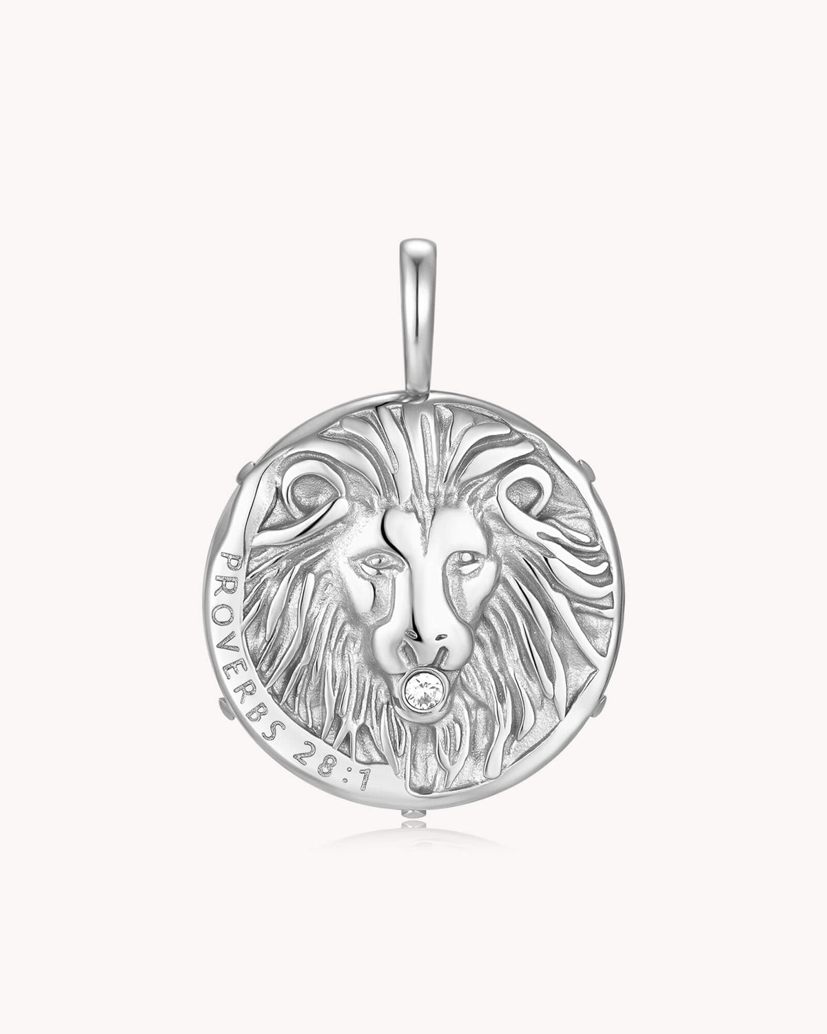 Bold as a Lion Proverbs 28:1 Stainless Steel Onyx Medallion