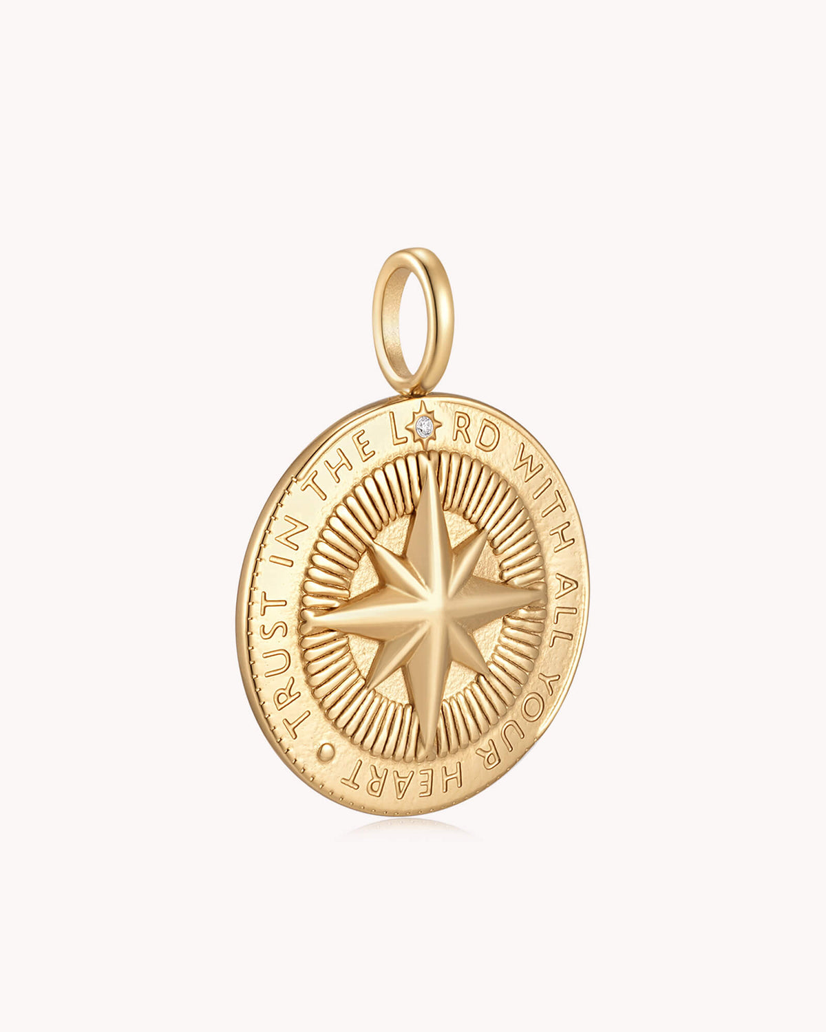 Angled view of Trust in The LORD Proverbs 3:5-6 Gold Medallion