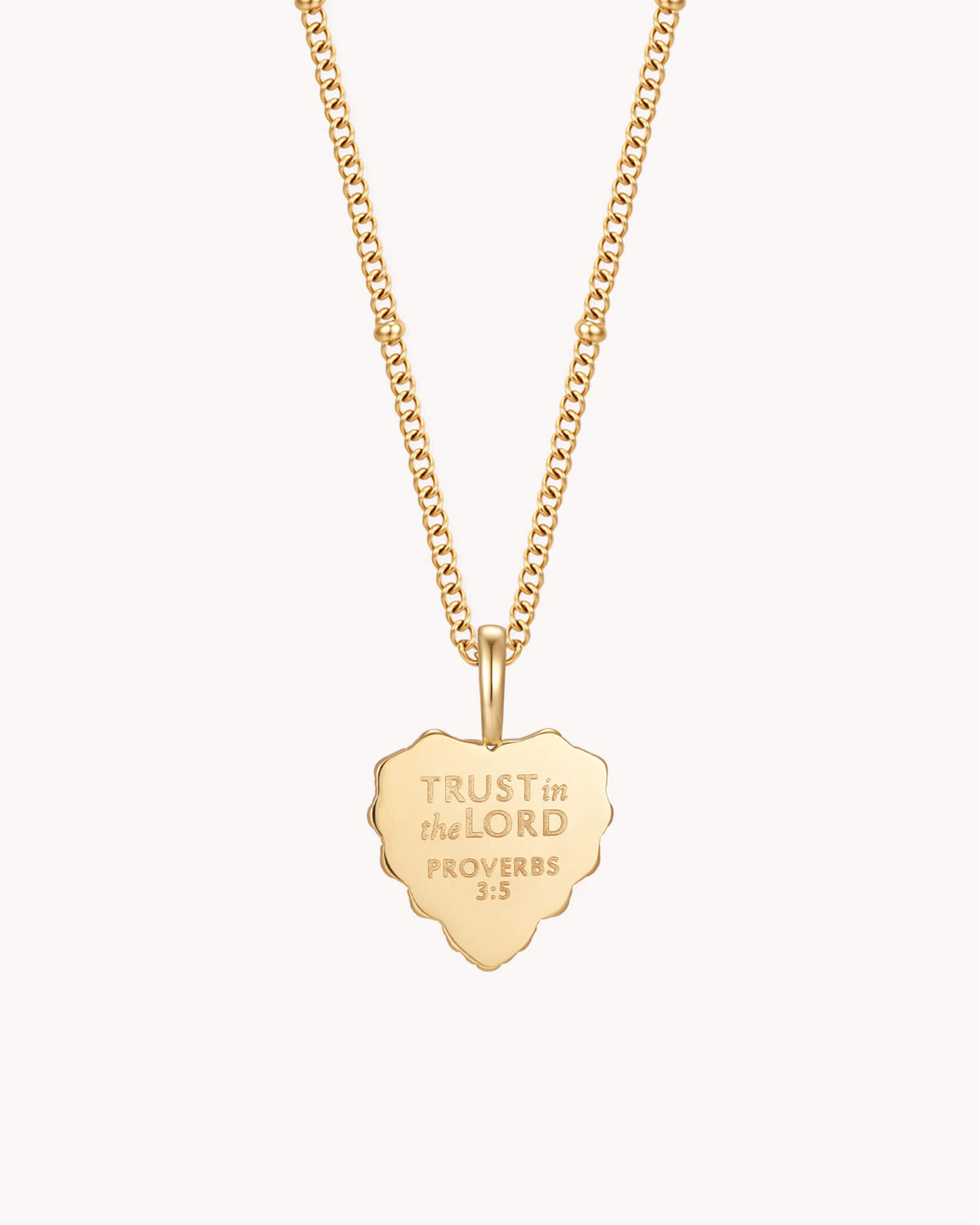 Back of Proverbs 3:5-6 Trust in the LORD Gold Heart Necklace