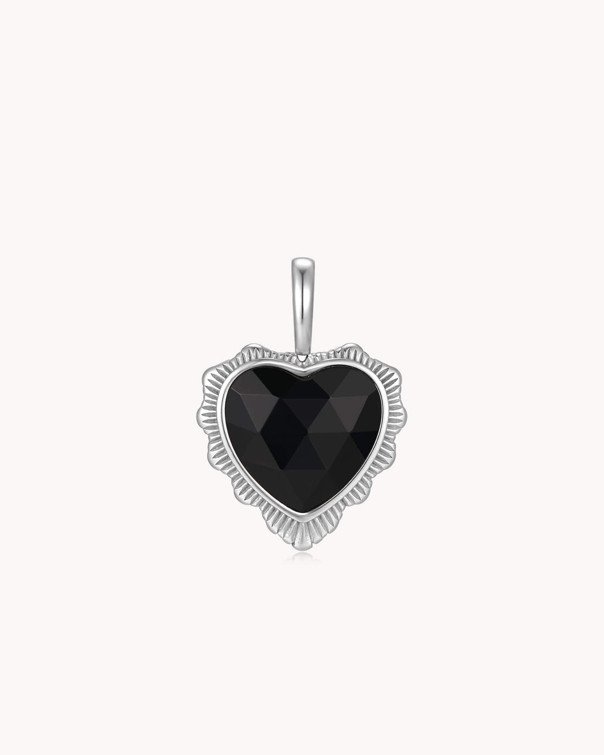 Trust in the LORD Proverbs 3:5-6 White Gold Black Onyx Heart Pendant