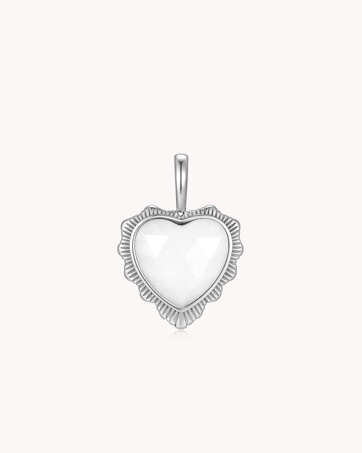 Call Her Blessed Proverbs 31:28 White Gold White Onyx Heart Pendant