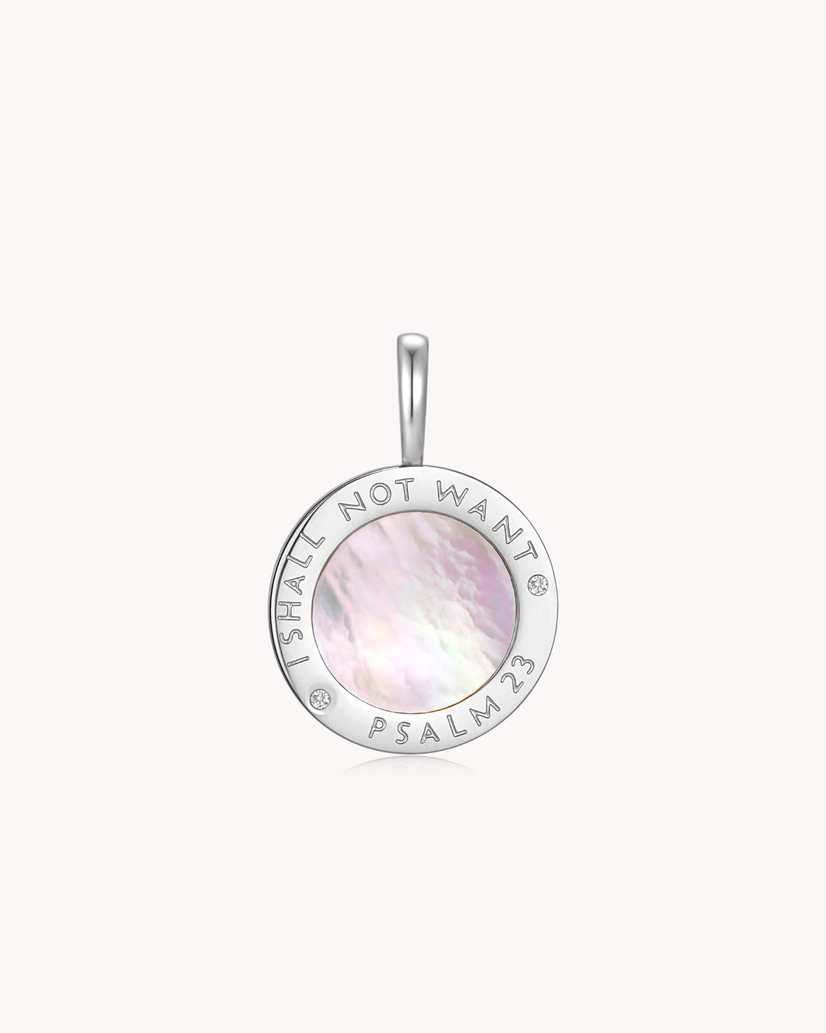 Back of The LORD Is My Shepherd Psalm 23 White Gold Pendant