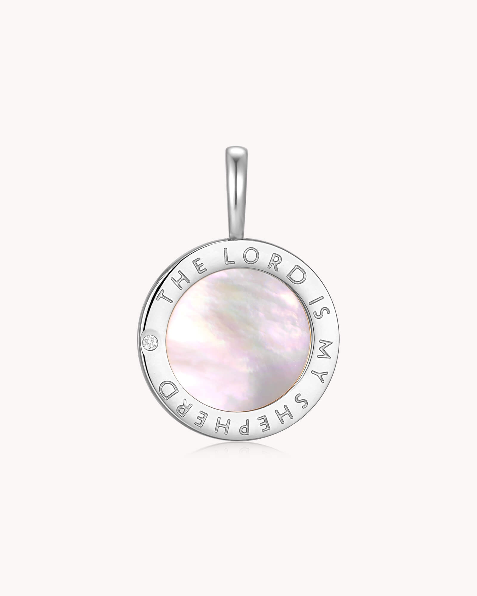 The LORD Is My Shepherd Psalm 23 White Gold Pendant