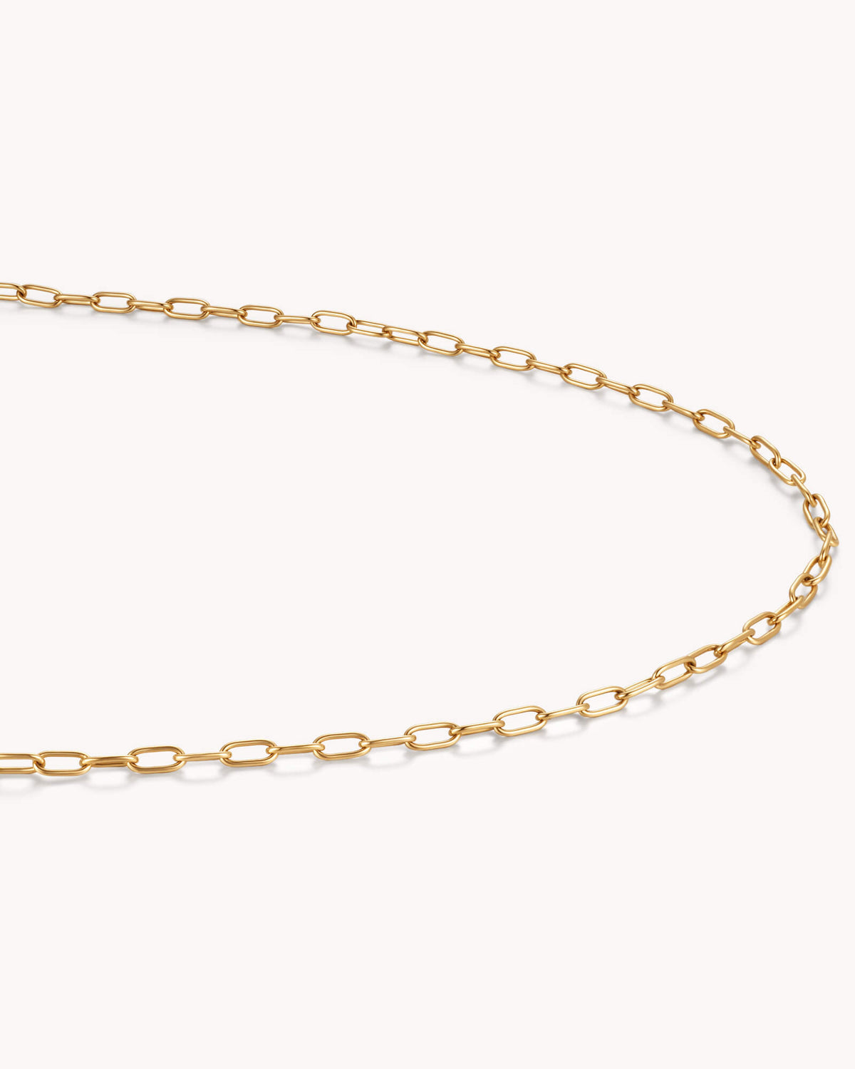 Angled view of Small Link Chain Gold Necklace