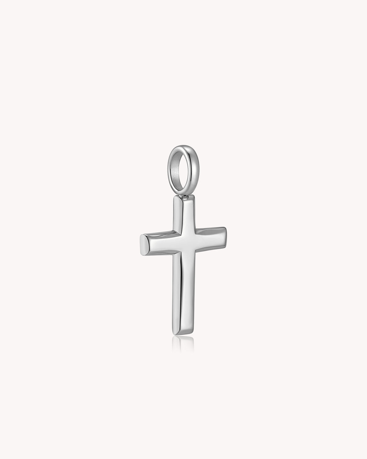 Angled view of Stainless Steel Classic Cross Pendant