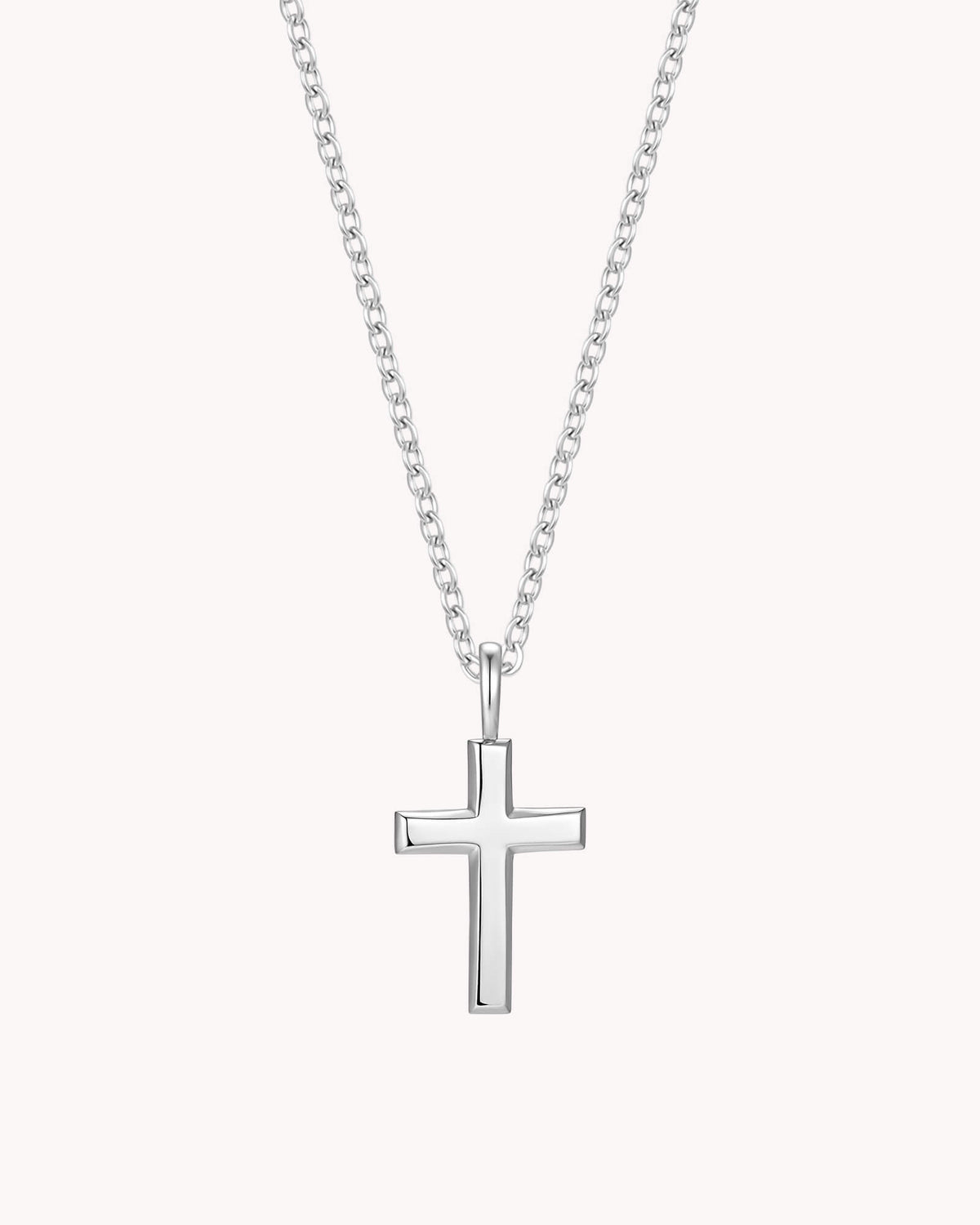 White Gold Classic Cross Cable Chain Necklace